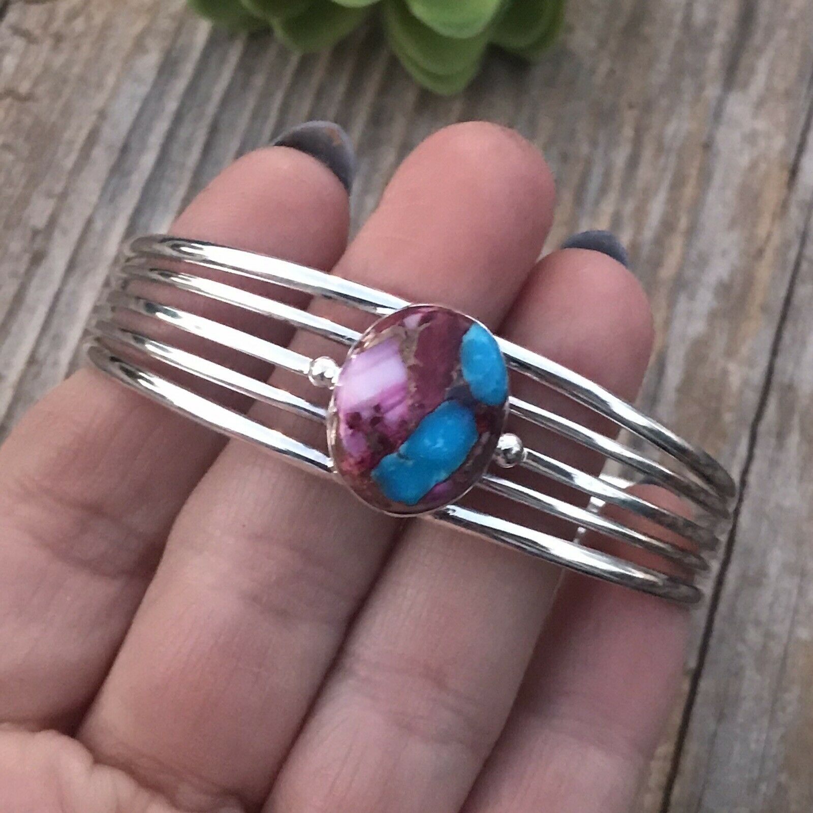 Navajo Pink Dream Mojave Sterling Silver Custom Cuff