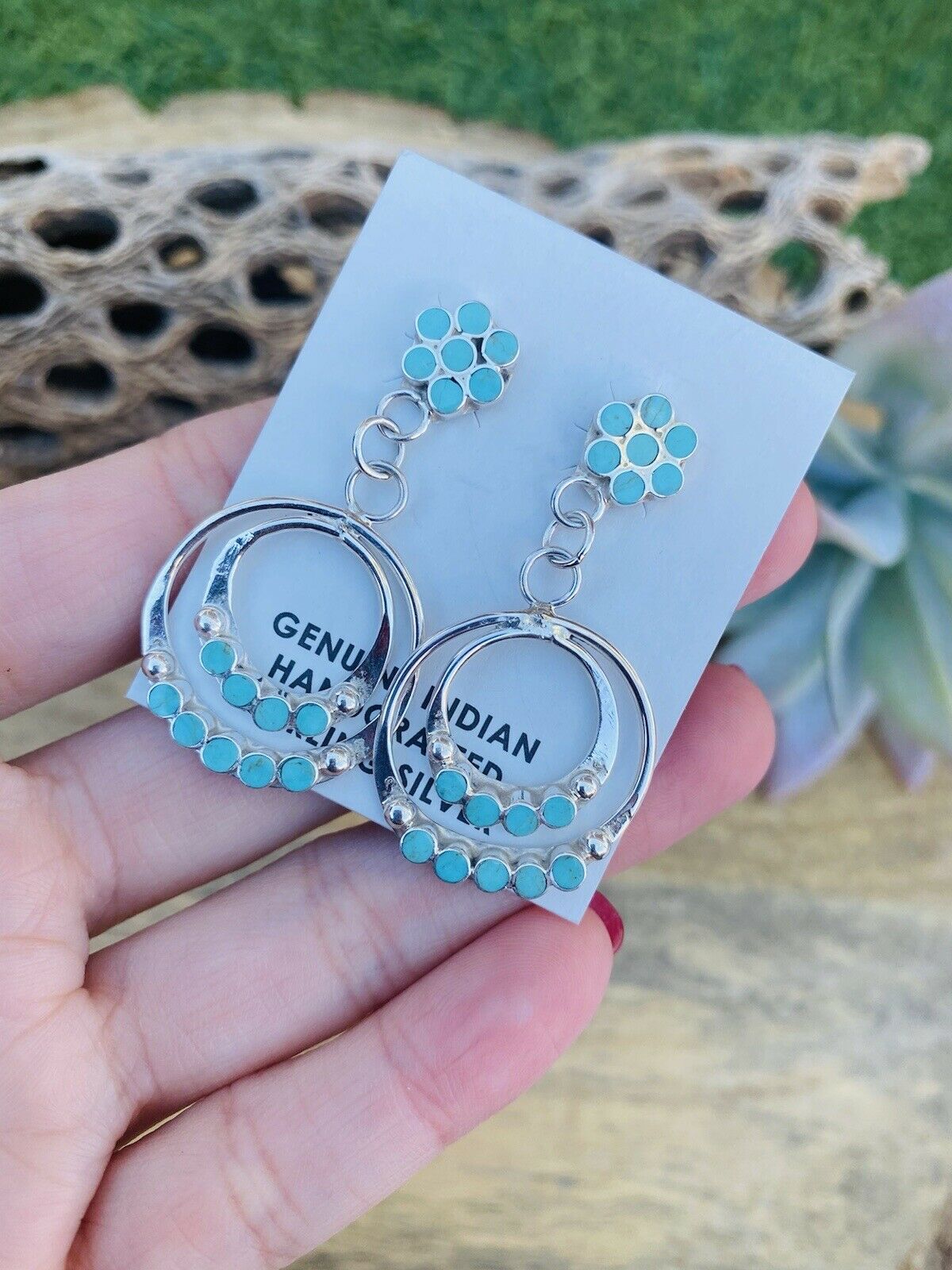 Zuni Sterling Silver & Turquoise Dangle Earrings