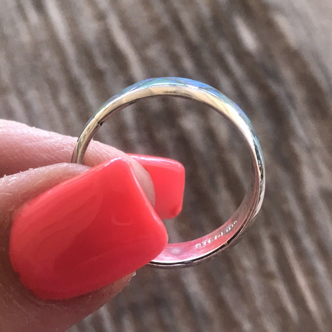 Handcrafted Sterling Silver Green Opal Stacker Ring