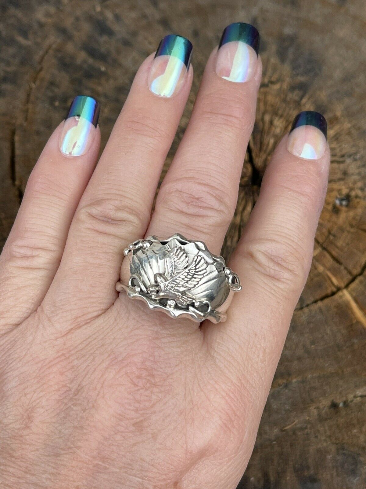 Navajo Sterling Silver Men’s Eagle Ring