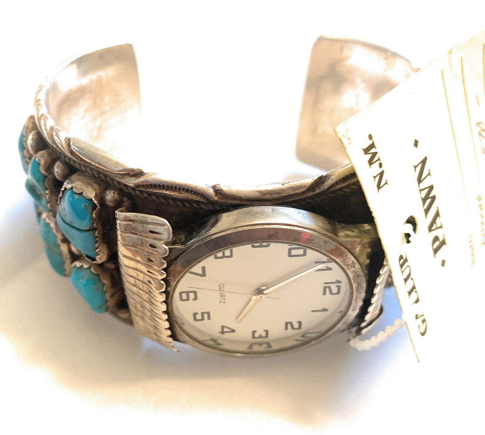 Vintage Navajo Turquoise & Sterling Silver Jumbo Watch Cuff Signed