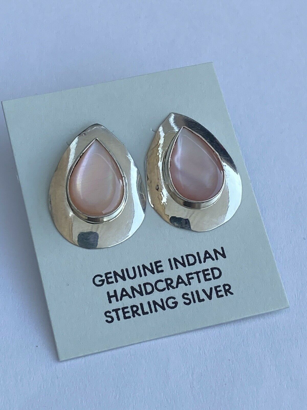 Navajo Sterling Silver And Pink Mussel Post Earrings