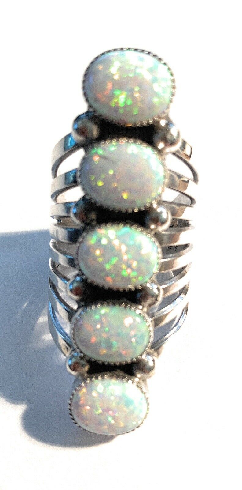 Navajo White Opal & Sterling Silver Climber Ring