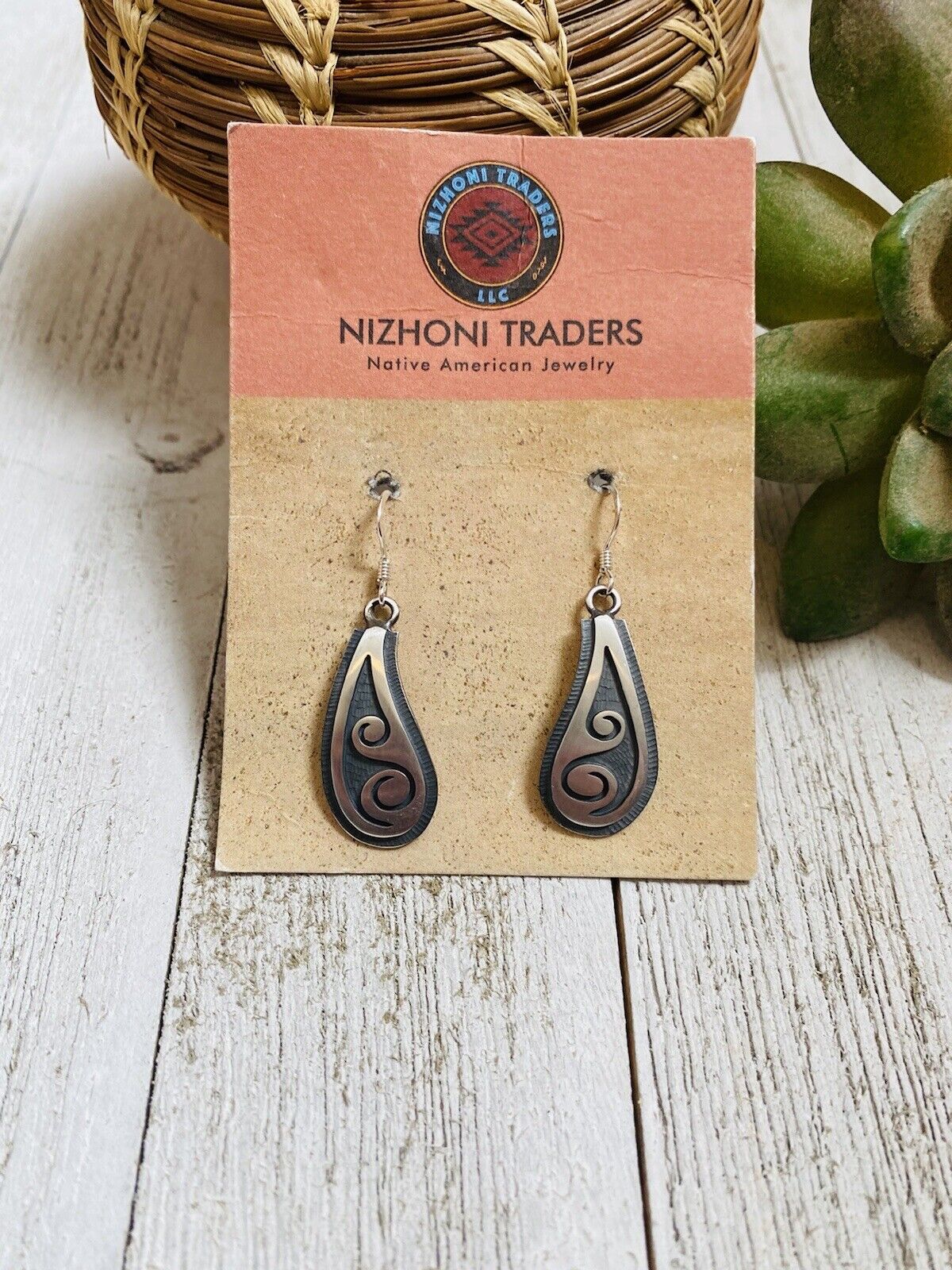 Hopi Overlaid Sterling Silver Dangle Earrings