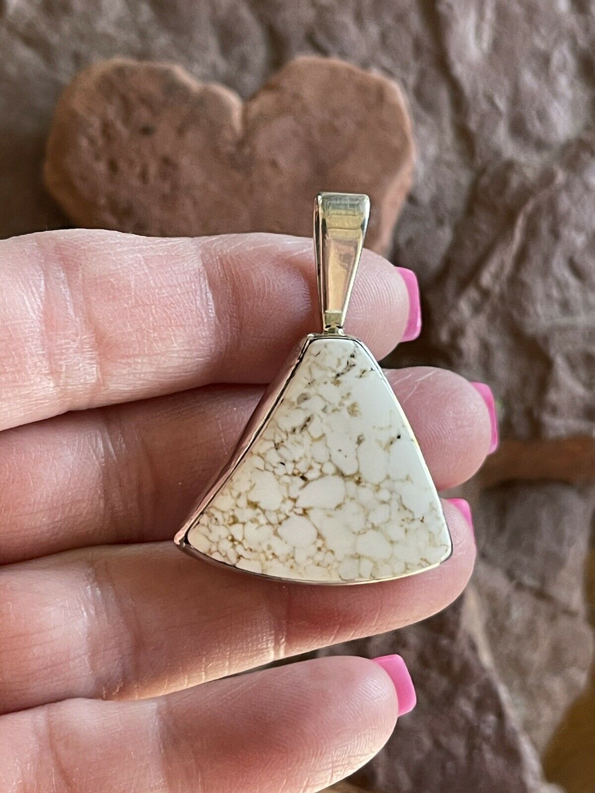 Navajo White Buffalo & Sterling Silver Southwest Pendant