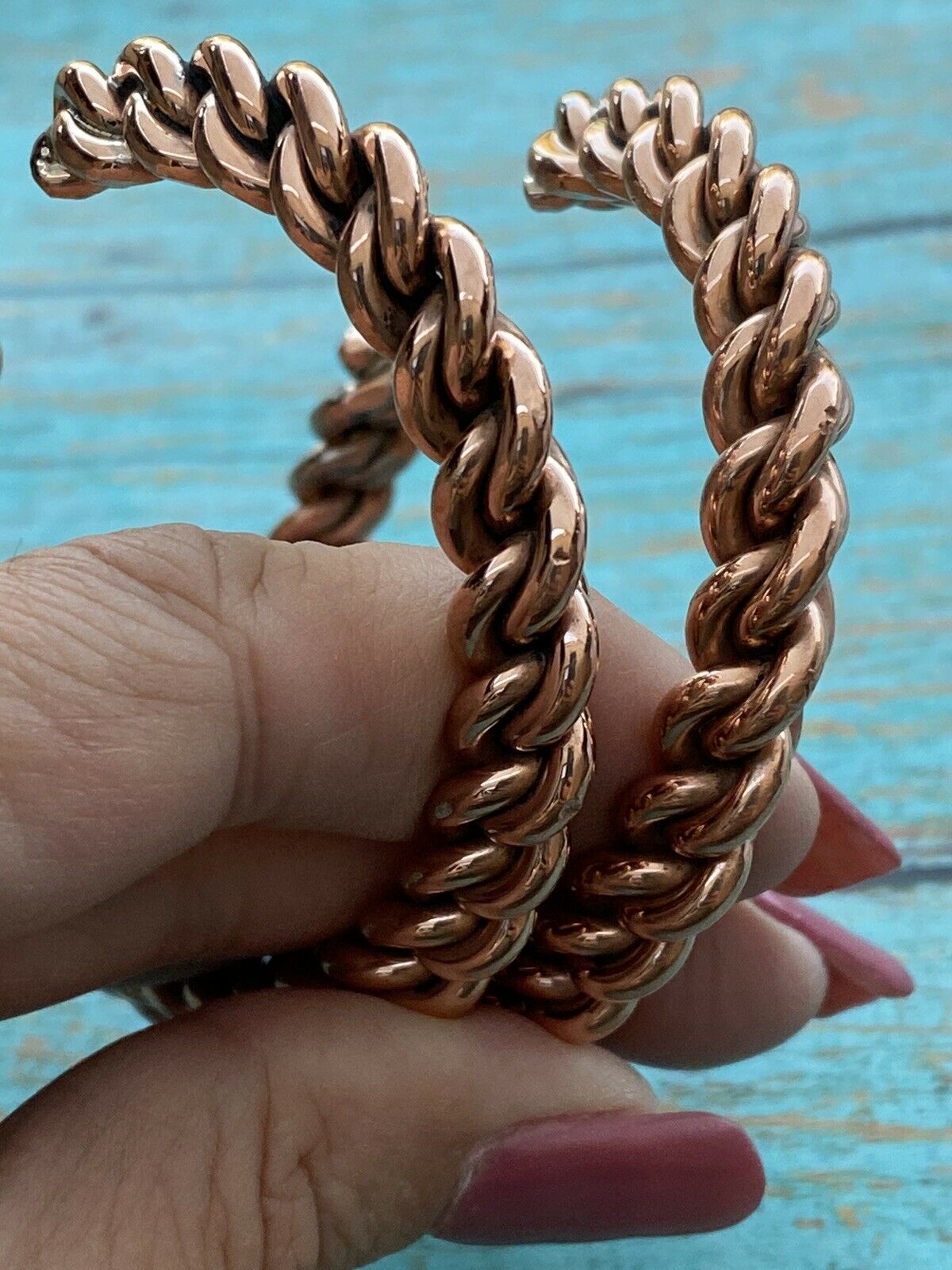 1 Pc Pure Copper Chunky Cuban Link Chain Bracelet 7.5