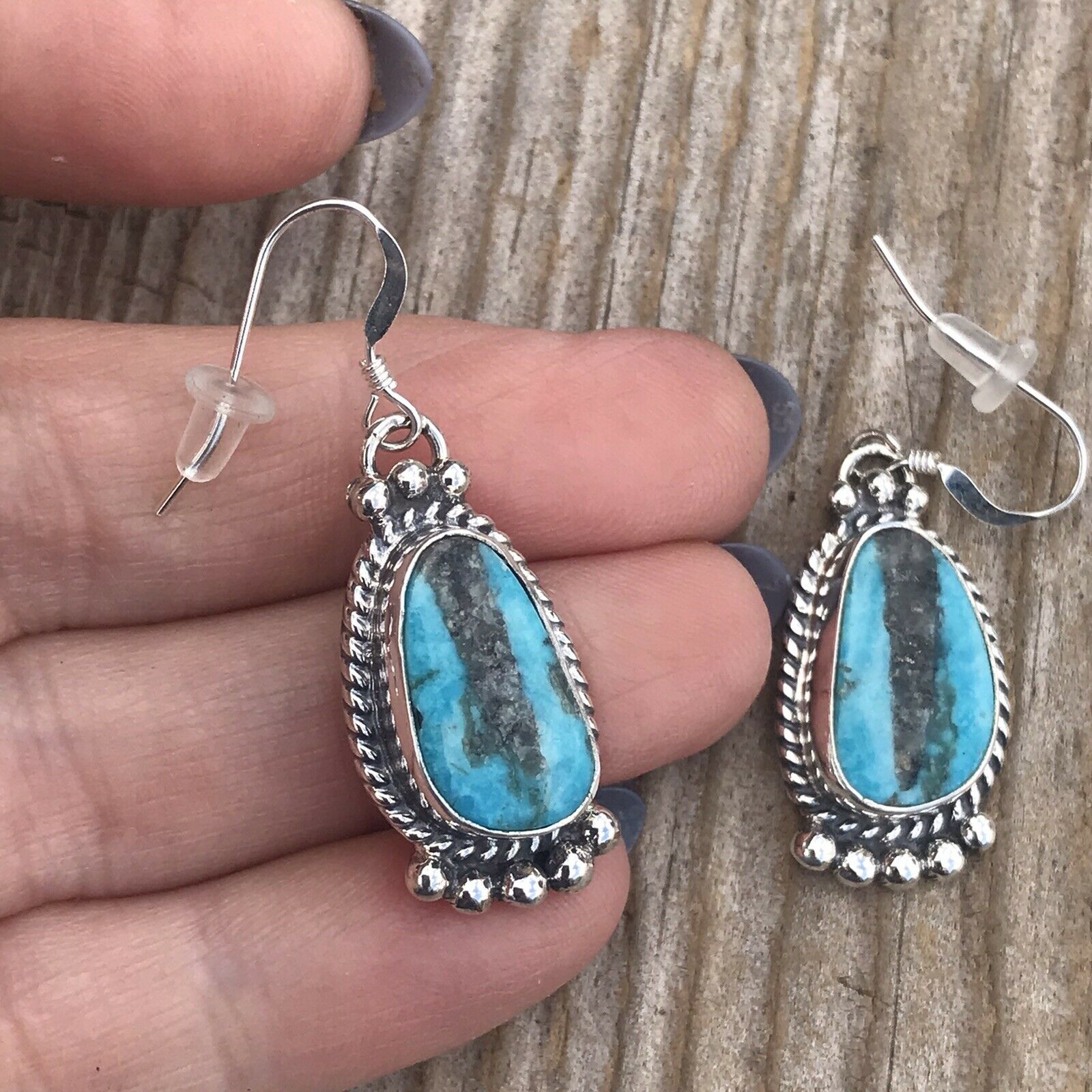 Navajo Turquoise & Sterling Silver Dangle Earrings