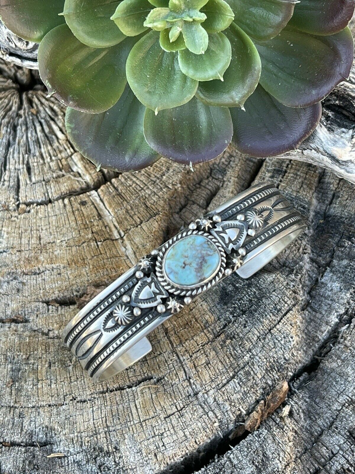 Navajo Golden Hills Turquoise Sterling Silver Bracelet Cuff By Artist Piasso