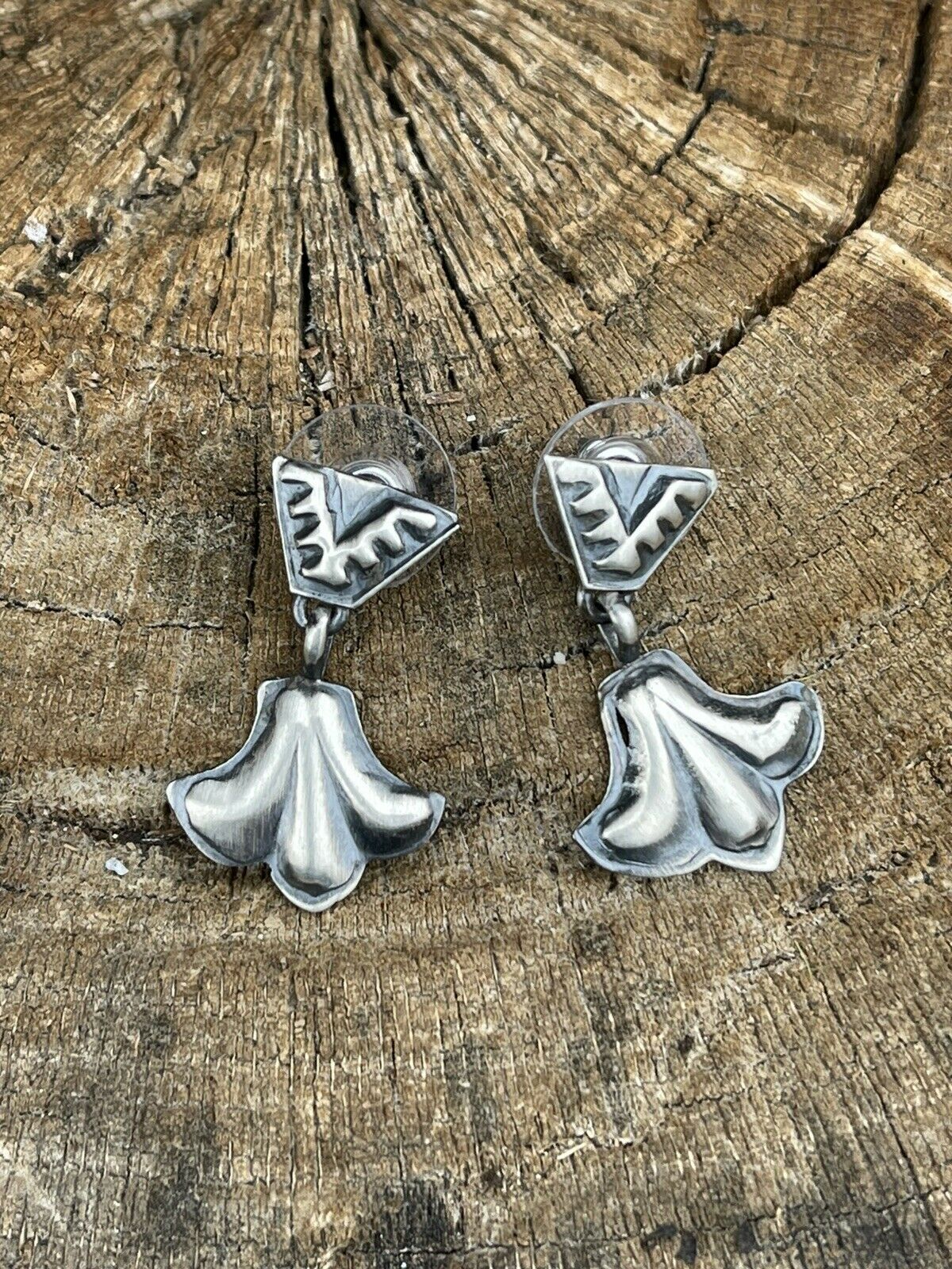 Navajo Sterling Silver Handmade Dangles Earrings