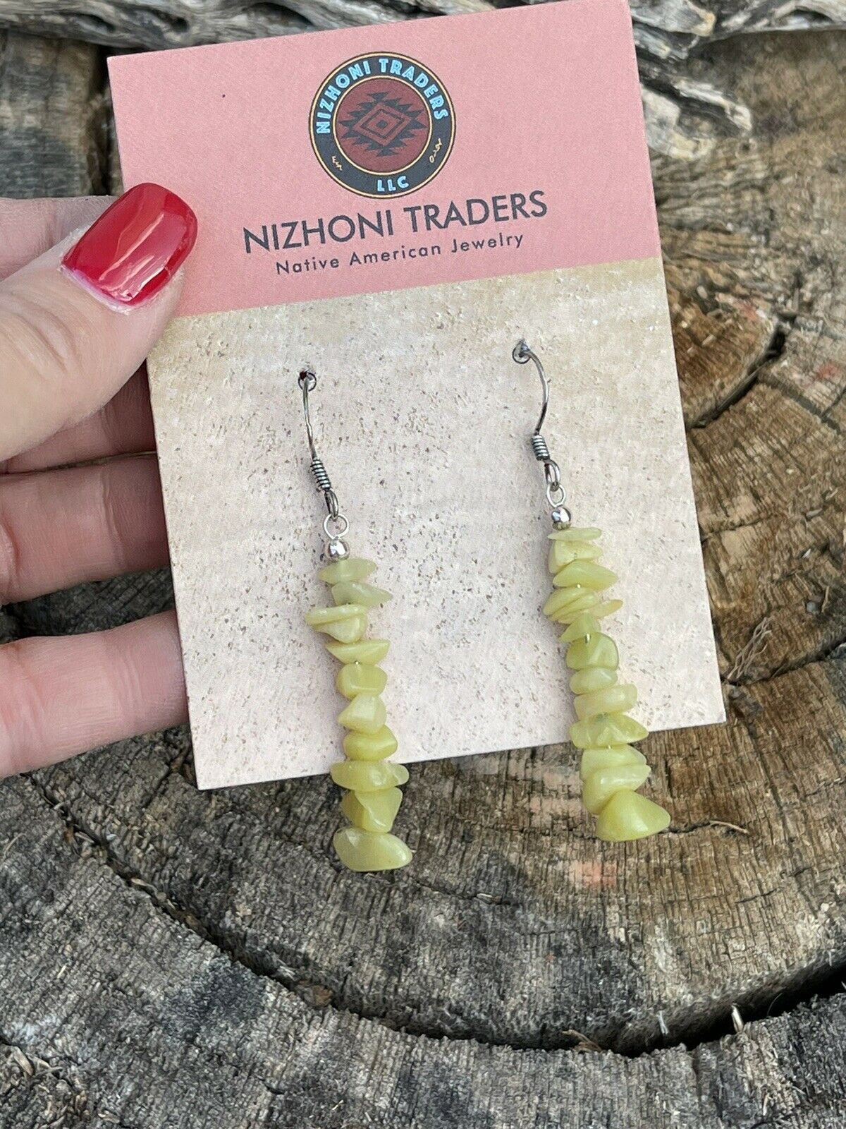 Navajo Sterling Silver Yellow Quartz Chip Dangle Earrings