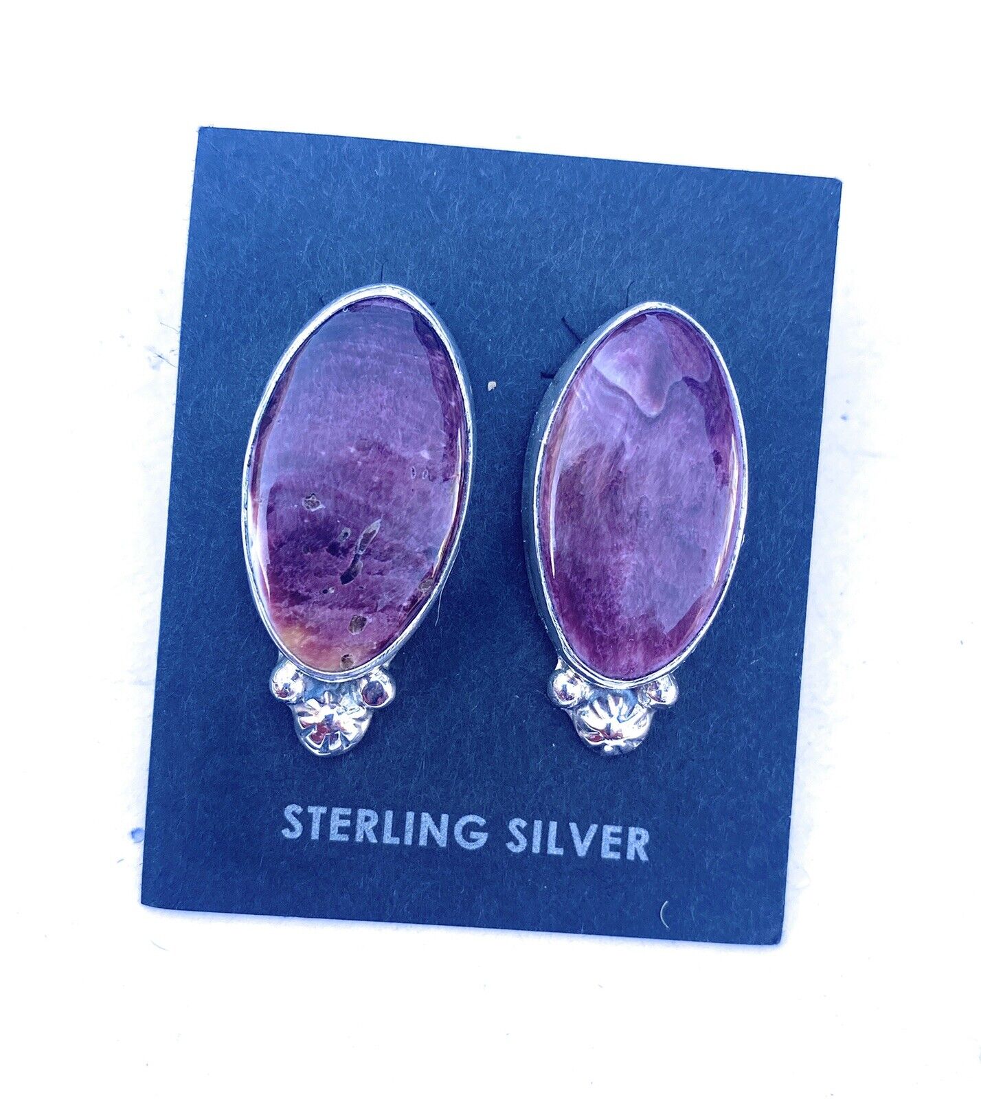 Navajo Sterling Silver & Purple Spiny Post Earrings