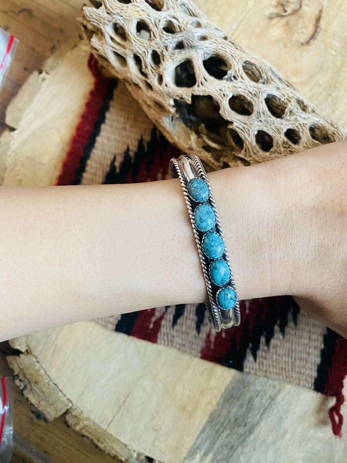 Navajo Sterling Silver & Turquoise  Cuff Bracelet