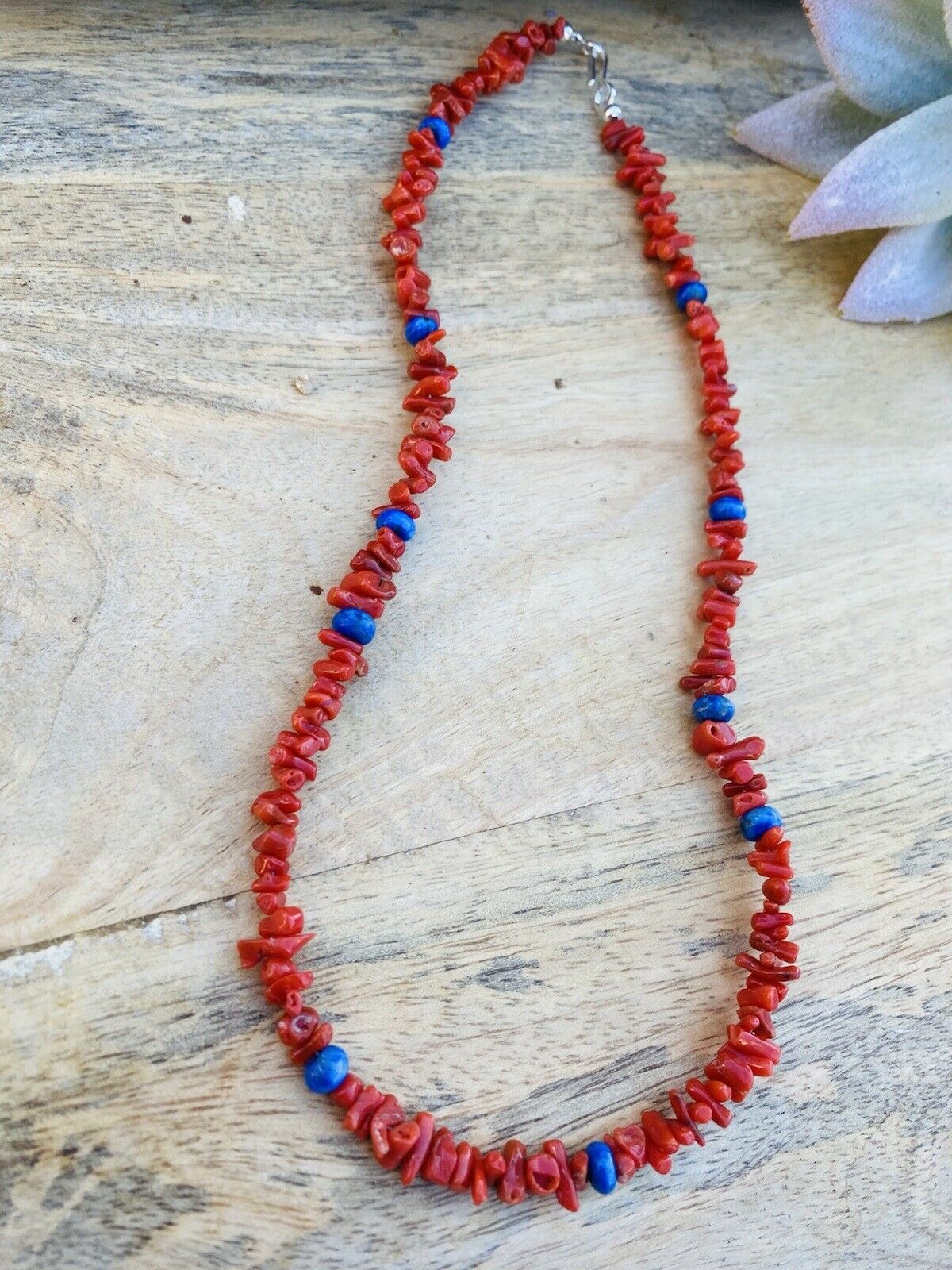 Navajo Apple Coral & Lapis Beaded Necklace