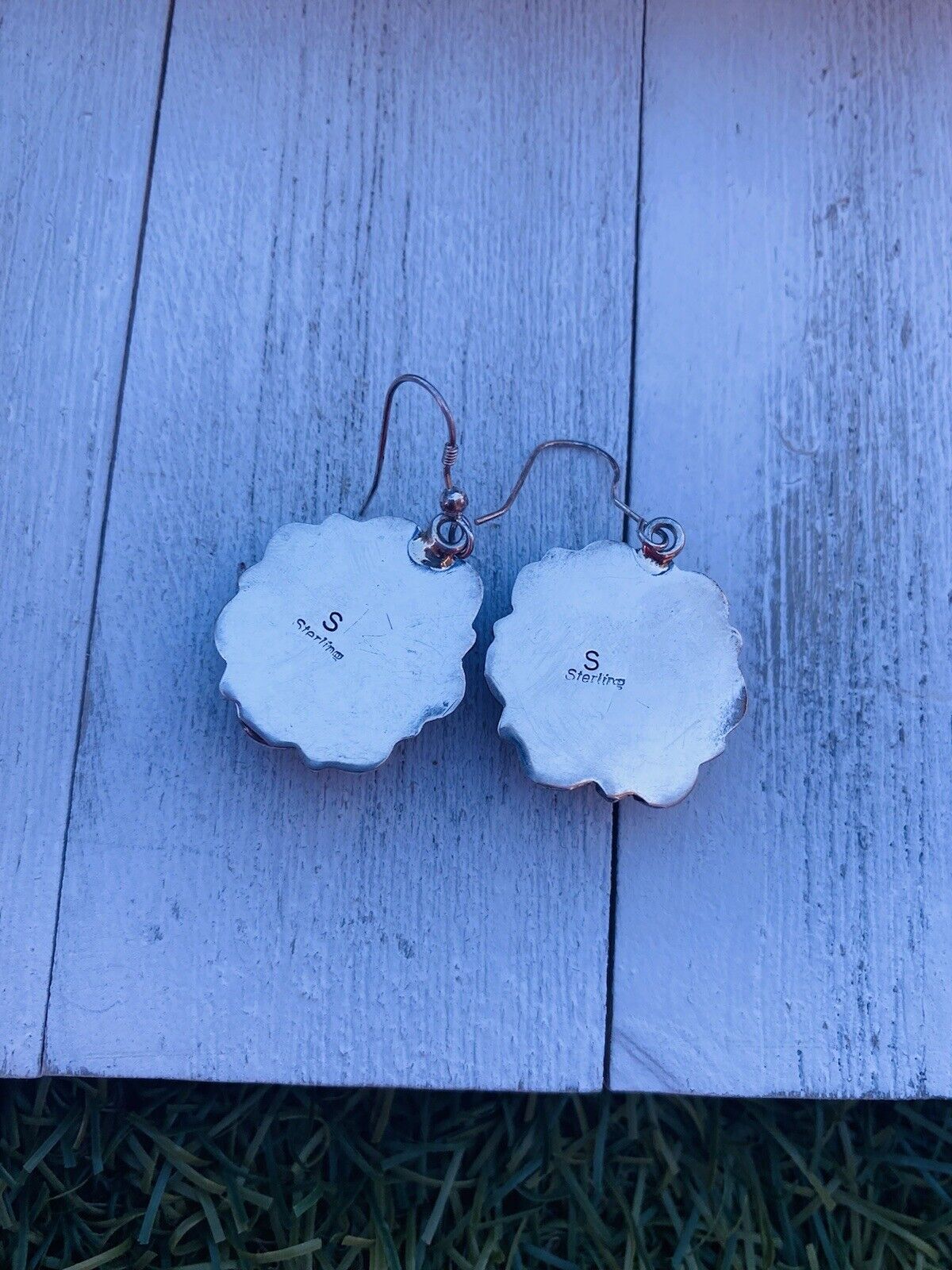 Navajo Sterling Silver And White Buffalo Dangle Earrings