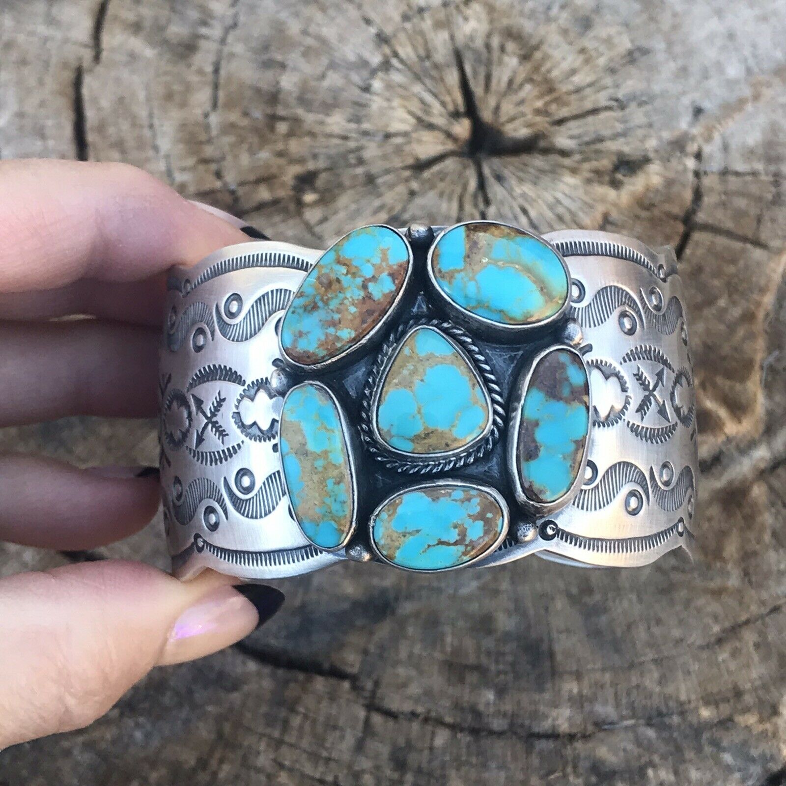 Navajo Sterling Silver Royston Turquoise Cuff Bracelet By Benson Shorty