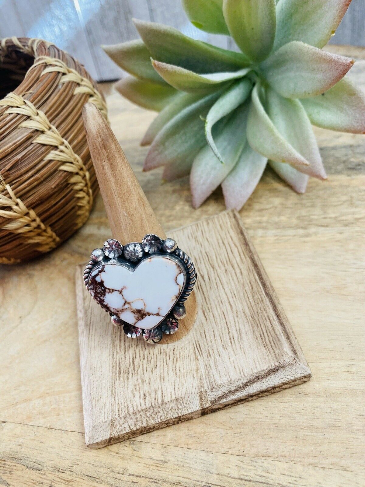 Navajo Wild Horse And Sterling Silver Heart Ring Size 10