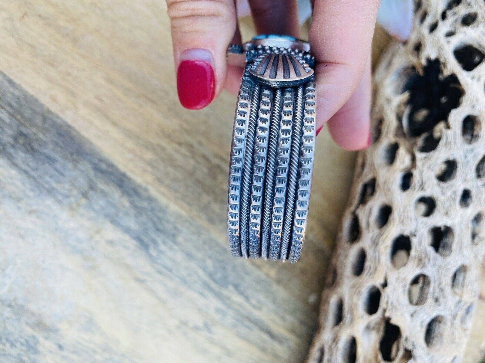 Navajo Golden Hills Turquoise Sterling Silver Cuff Bracelet