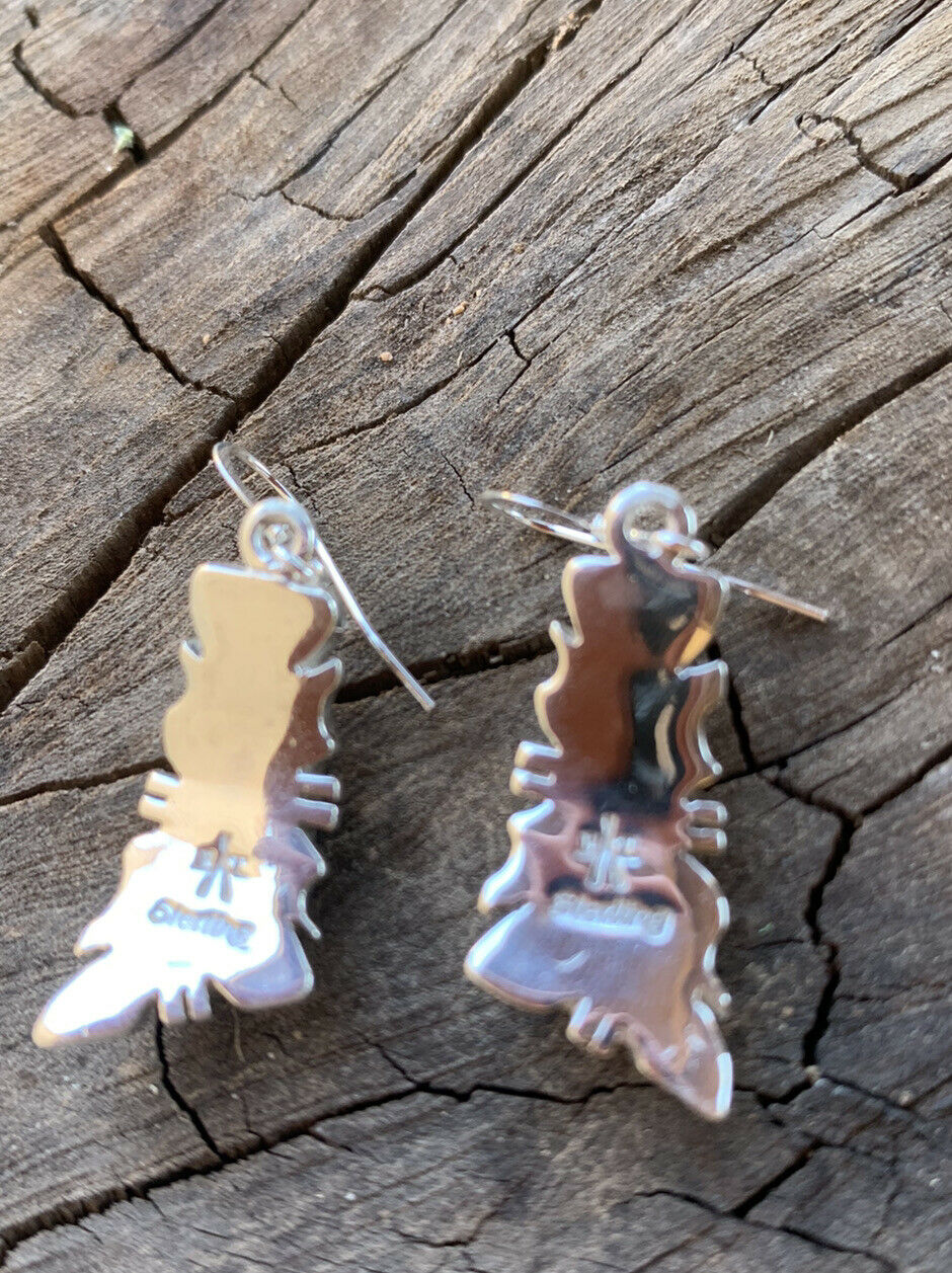 Navajo Pink Dream Mohave  Sterling Silver Wavy Dangle Earrings