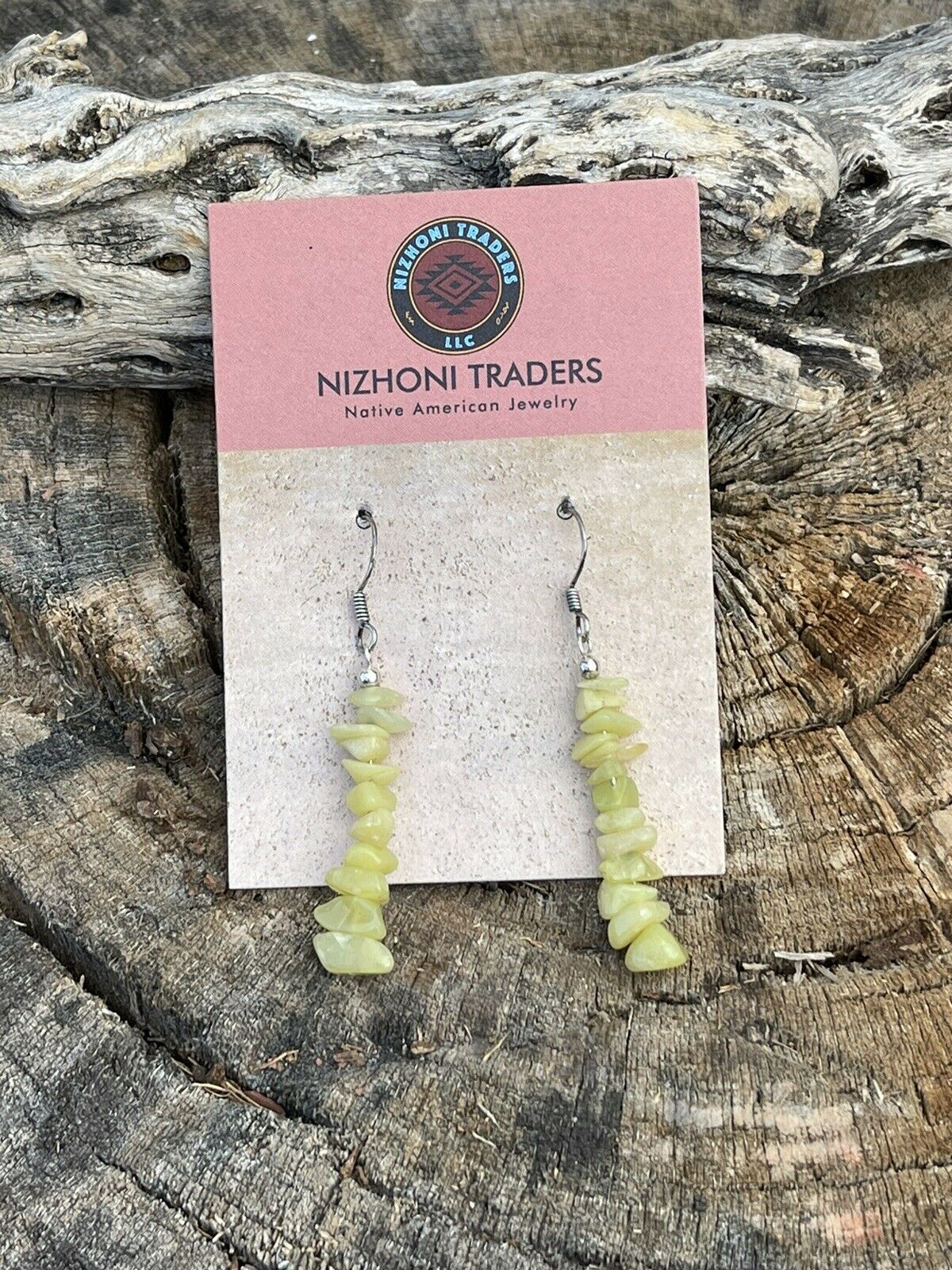 Navajo Sterling Silver Yellow Quartz Chip Dangle Earrings