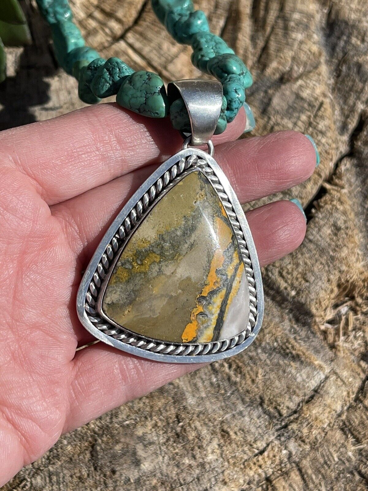 Navajo Bumblebee  & Sterling Silver Pendant Signed