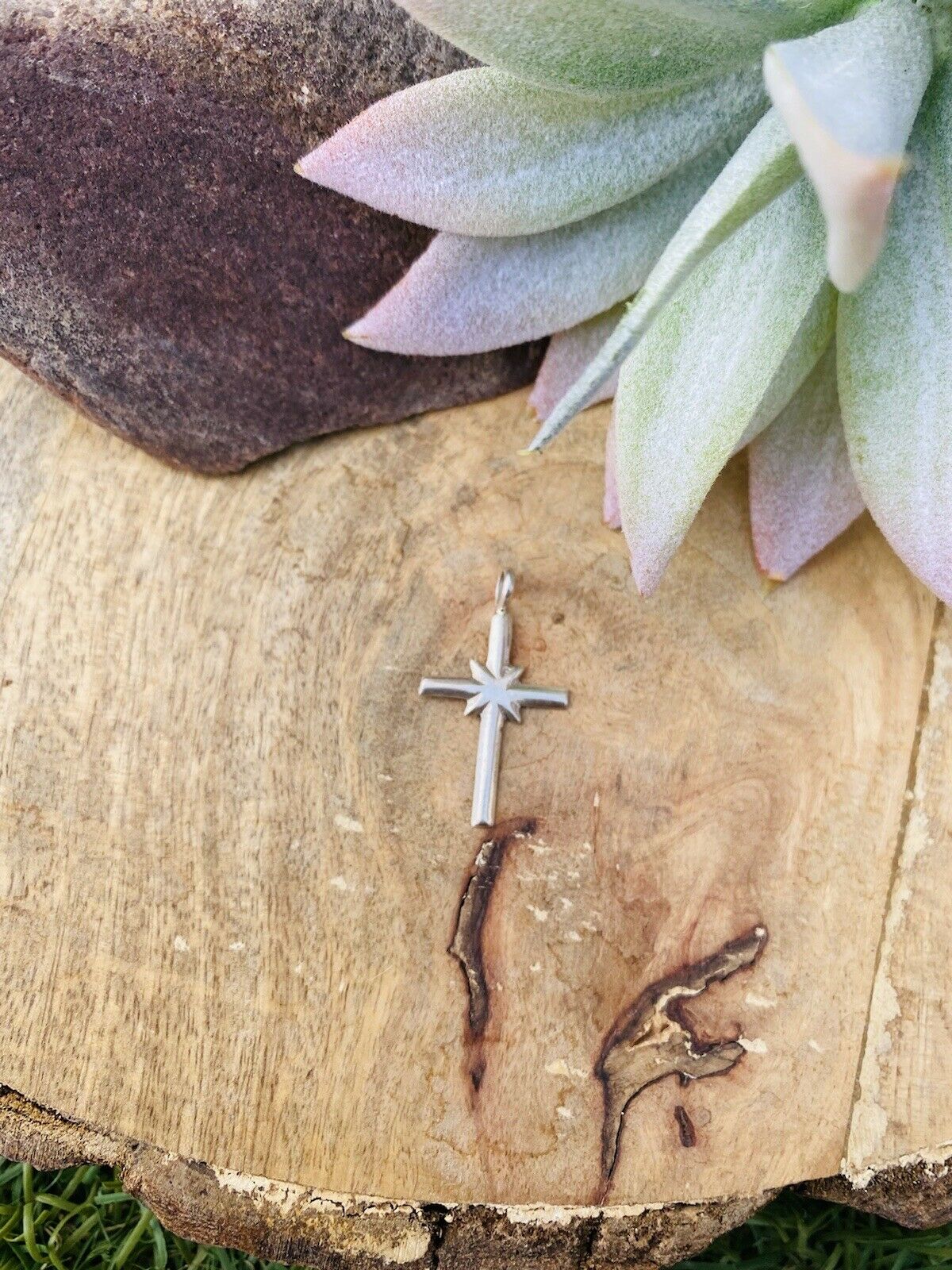 Vintage Navajo Sterling Silver Mini Cross Pendant