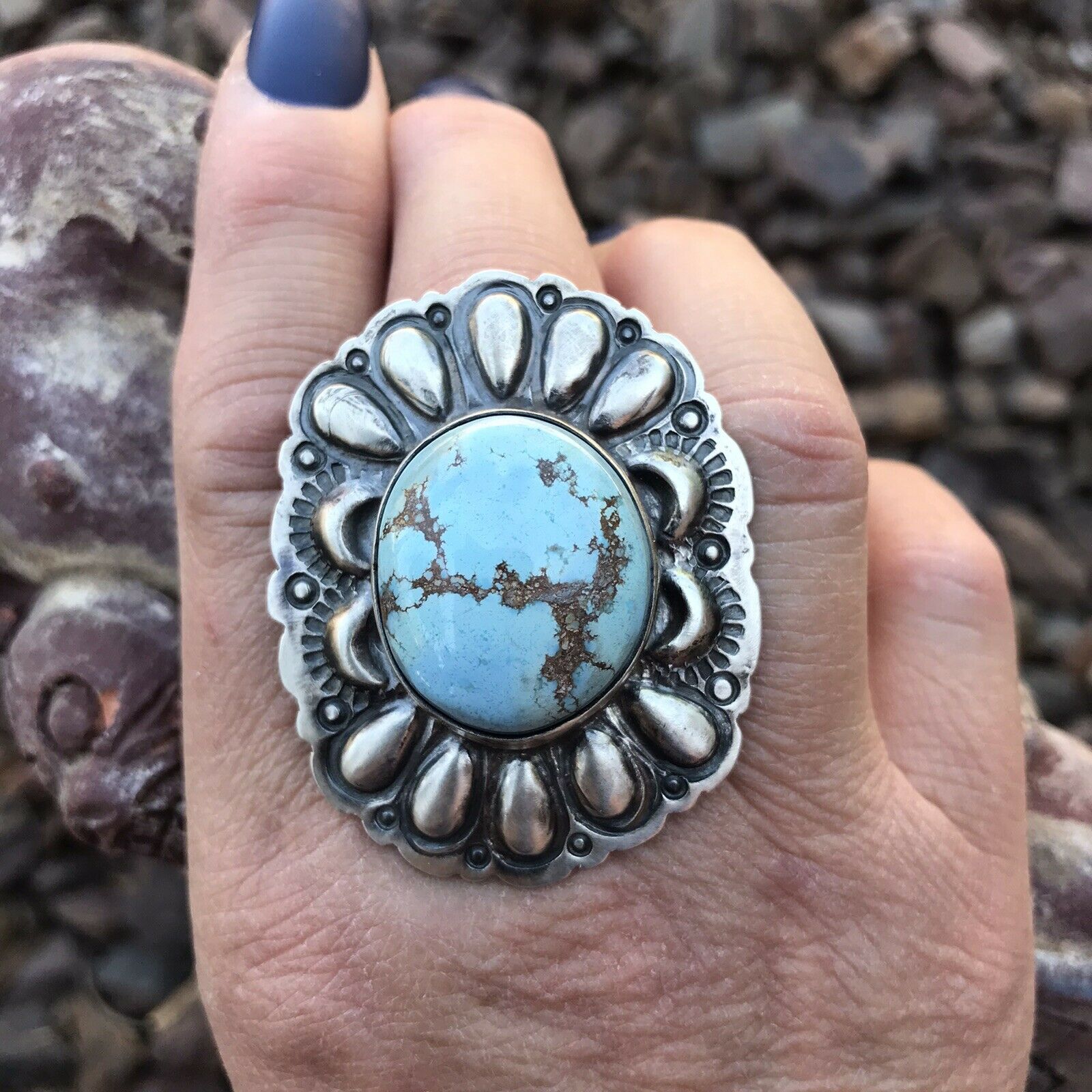 Navajo Golden Hills Turquoise & Sterling Silver  Ring Sz 6