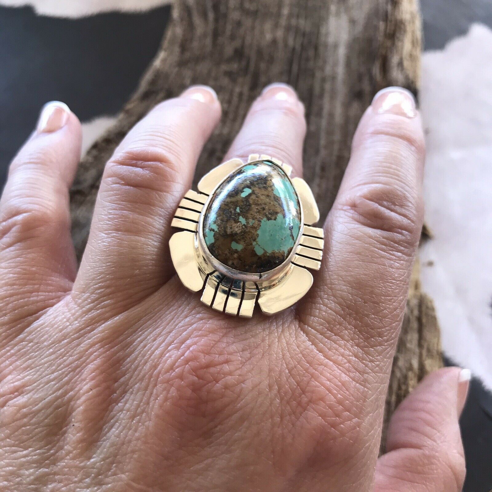 Navajo Royston Turquoise & Sterling Ring Size 6.