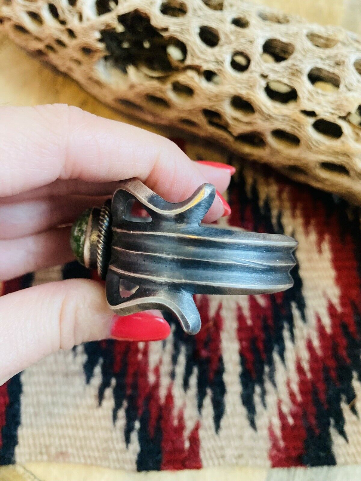 Navajo Sterling Silver & Sonoran Gold Turquoise Cuff Bracelet