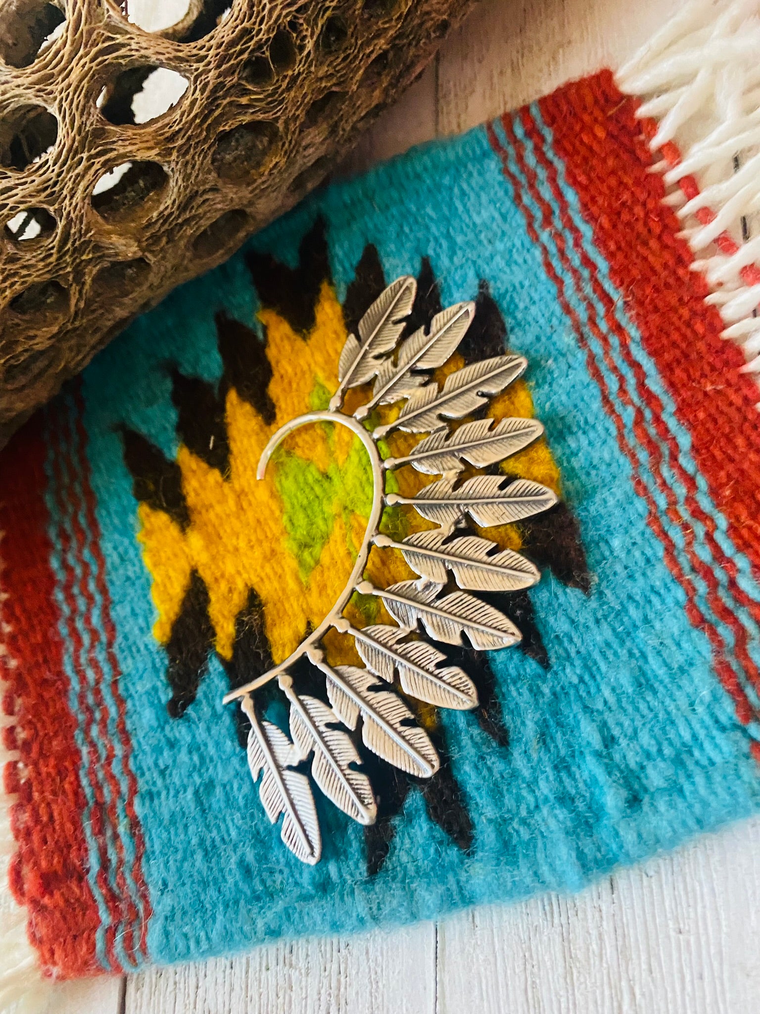 Navajo Sterling Silver Feather Cuff Earring