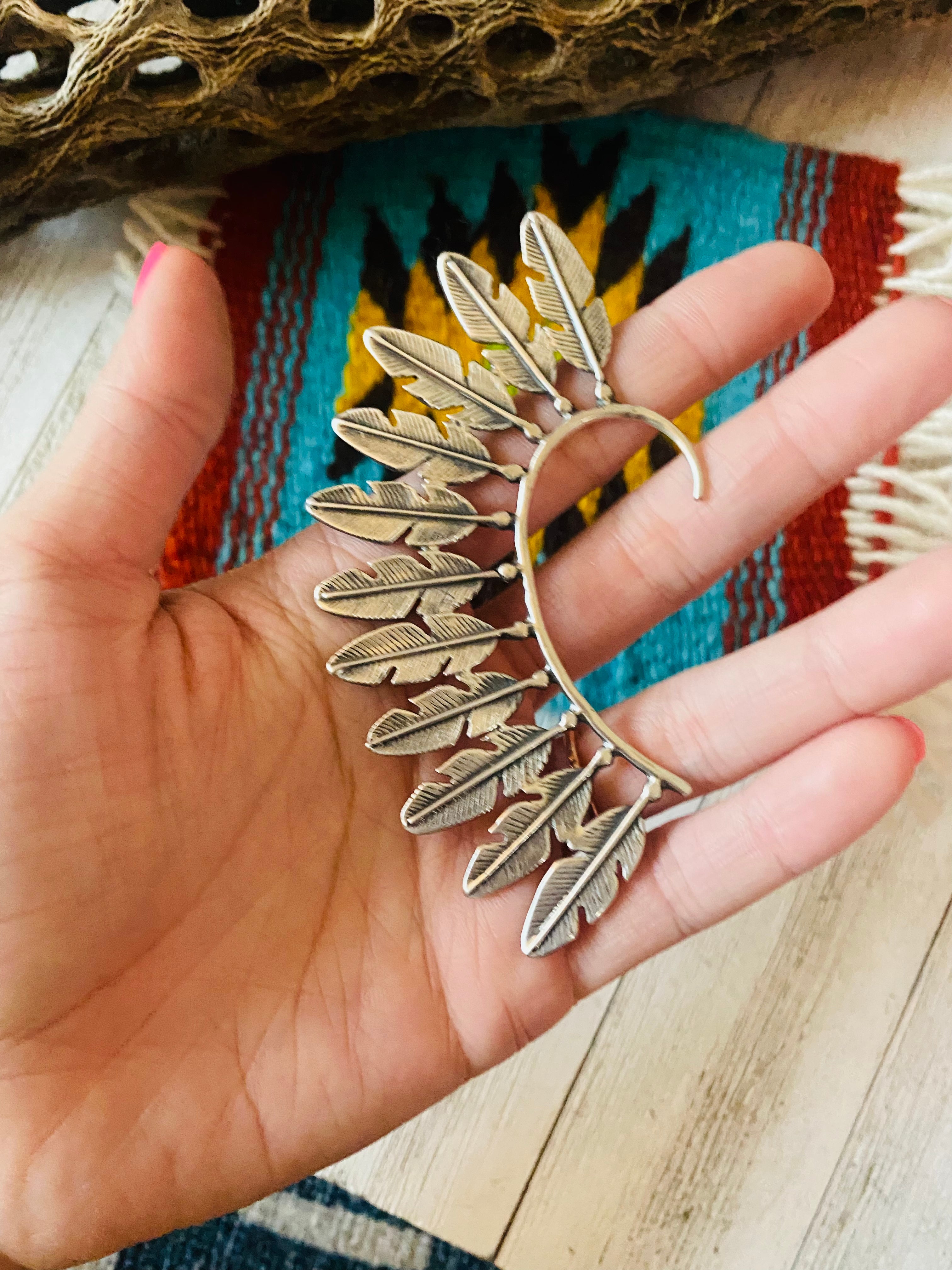 Navajo Sterling Silver Feather Cuff Earring