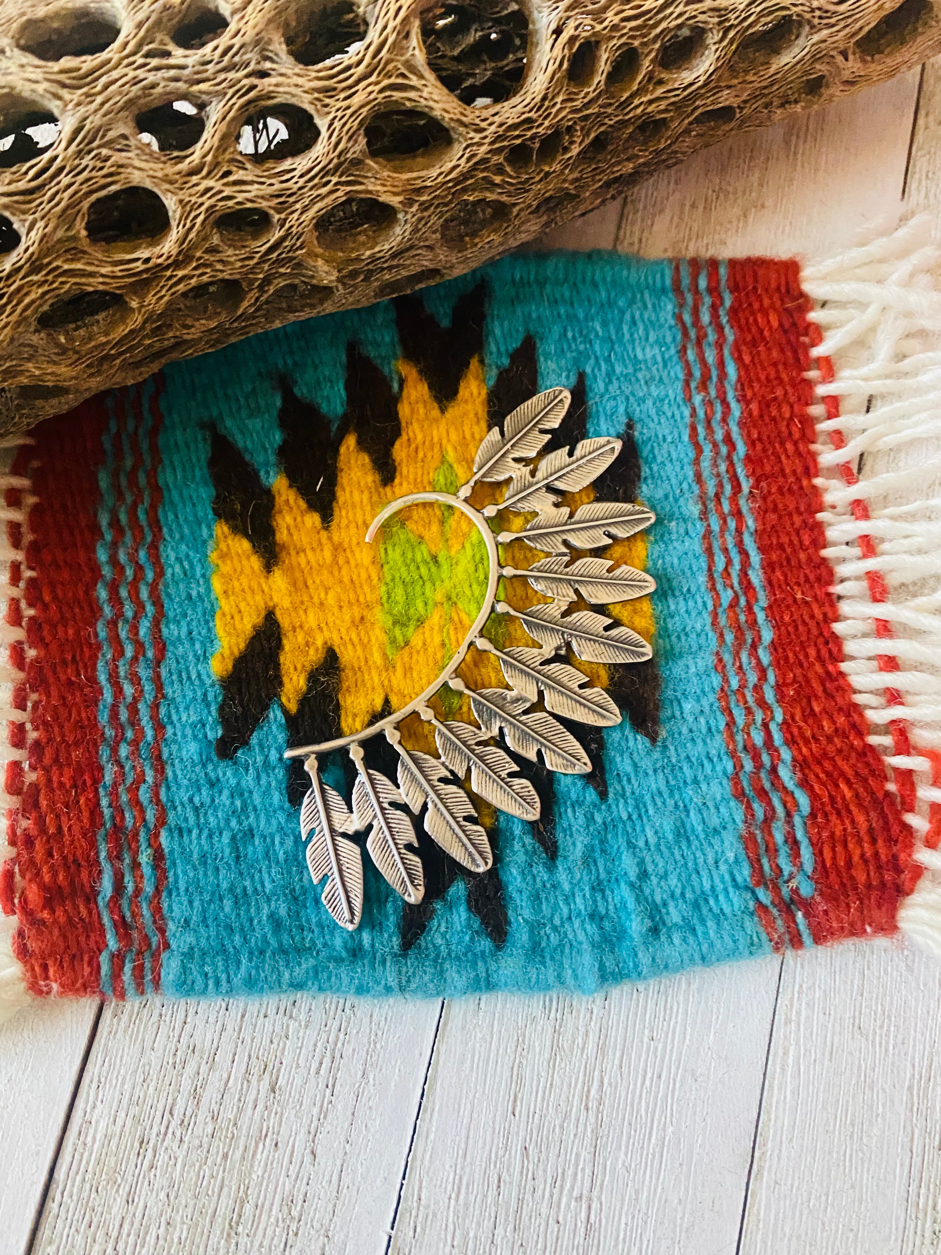 Navajo Sterling Silver Feather Cuff Earring