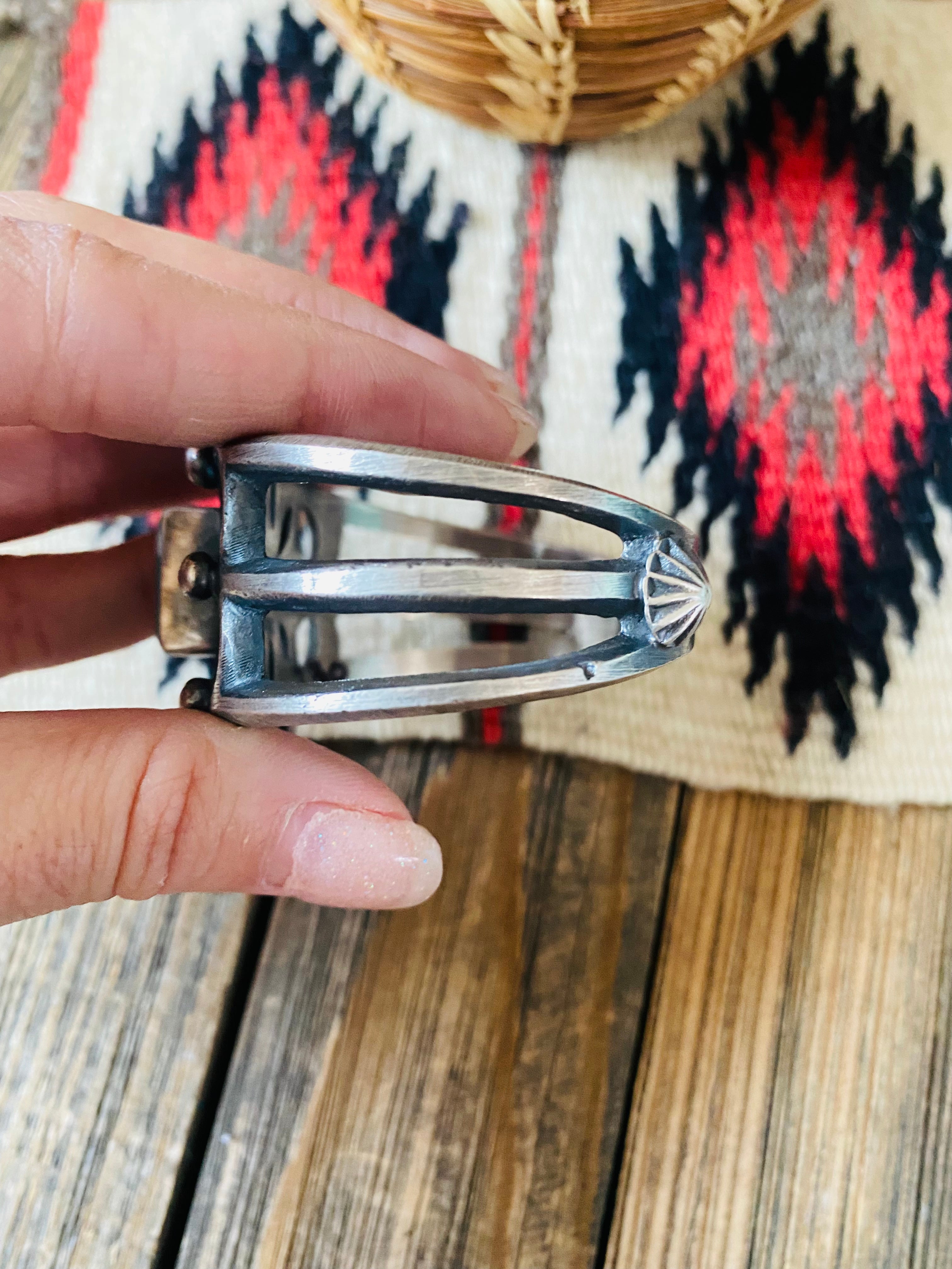 Navajo Kingman Turquoise & Sterling Silver Cuff Bracelet by Chimney Butte