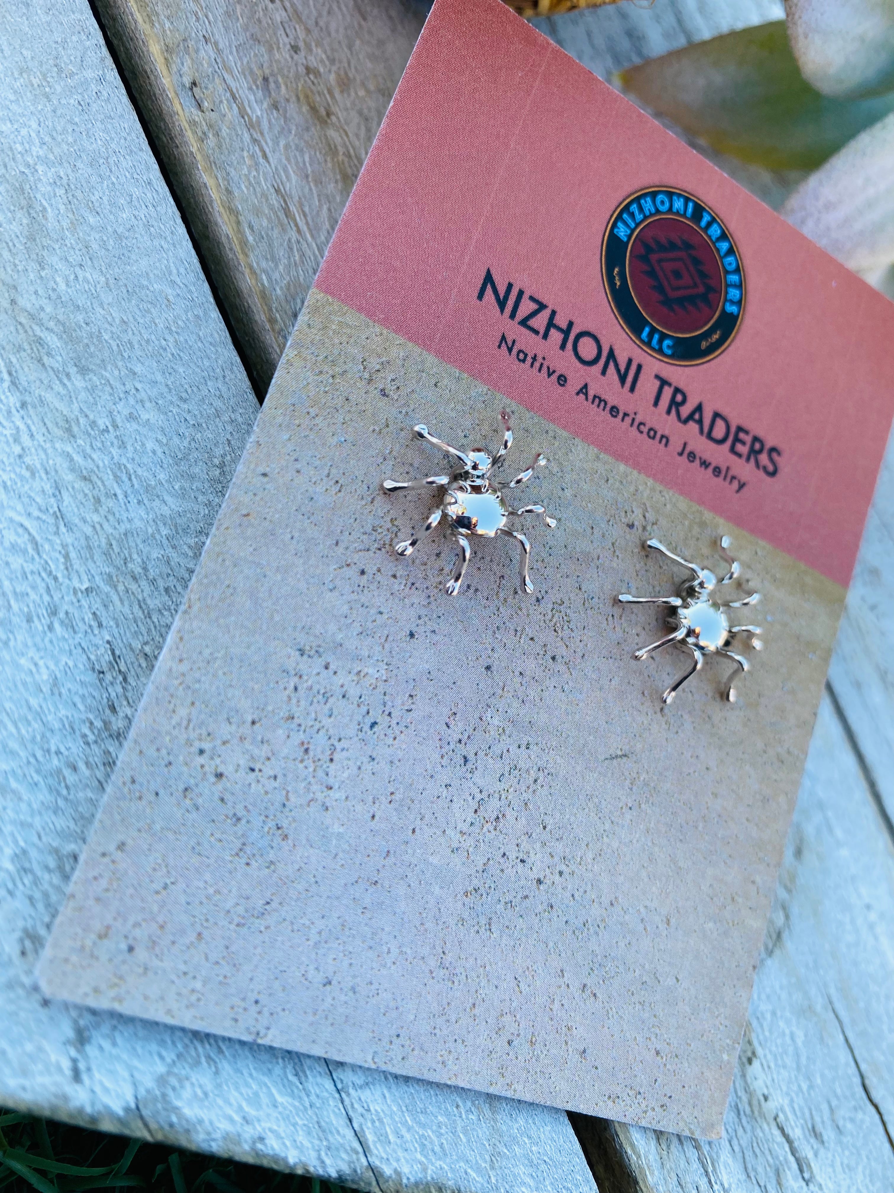 Navajo Sterling Silver Spider Stud Earrings