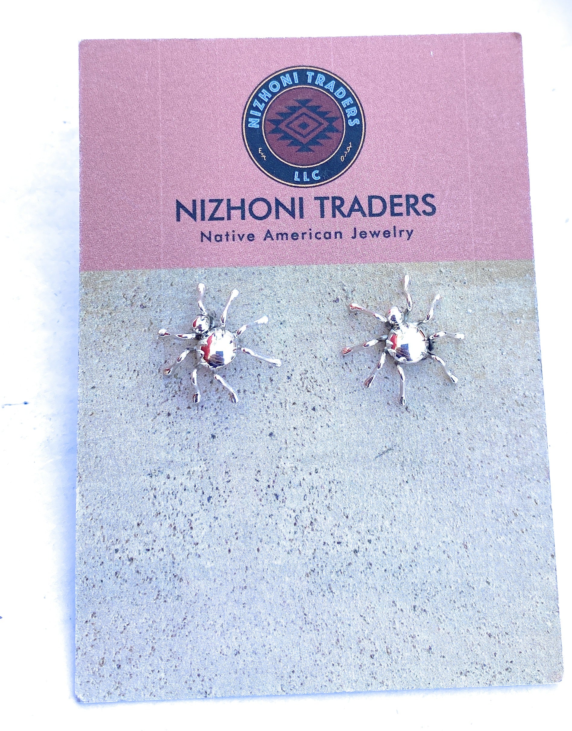 Navajo Sterling Silver Spider Stud Earrings