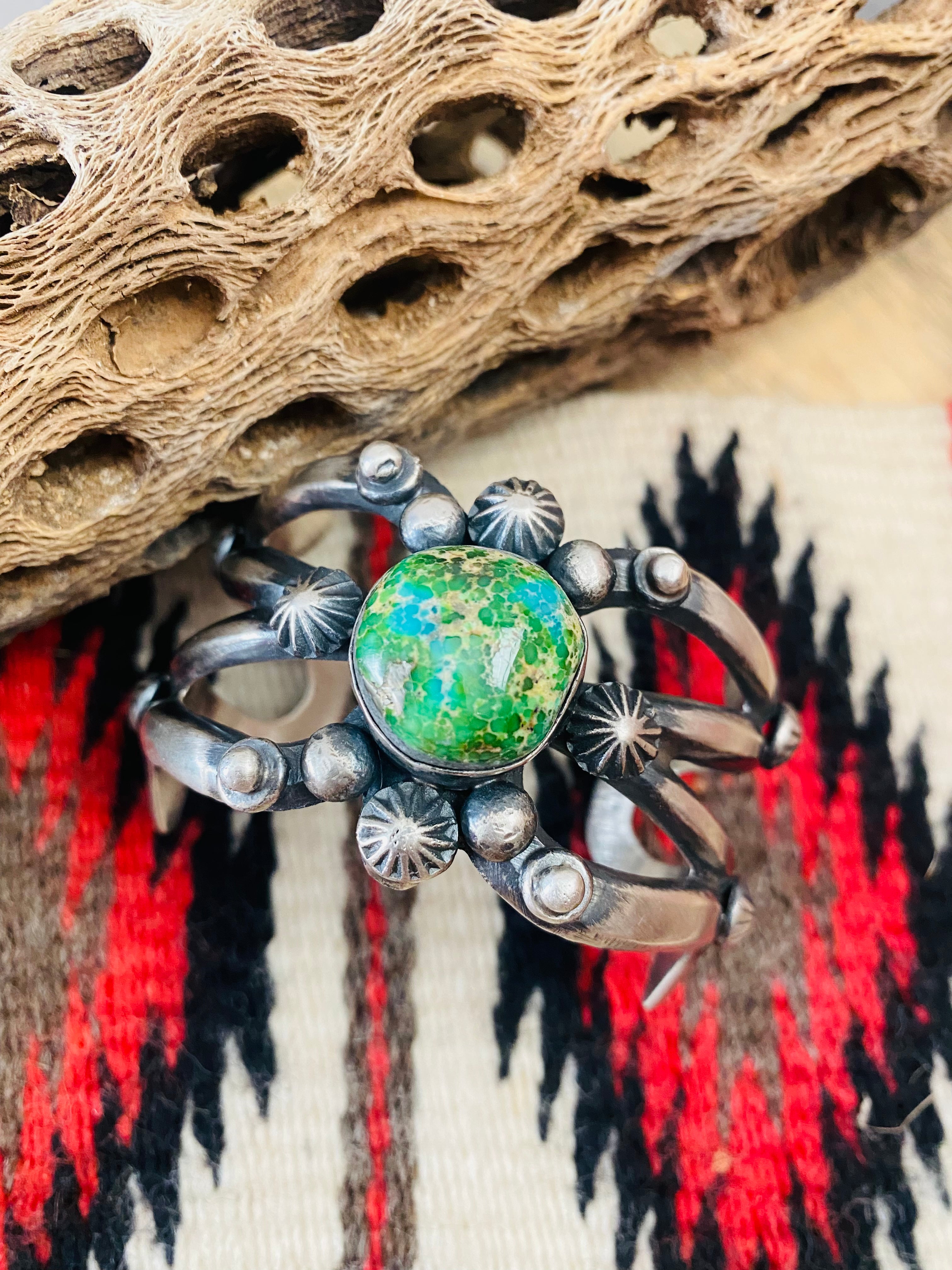 Navajo Sterling Silver & Sonoran Mountain Turquoise Cuff Bracelet by Chimney Butte