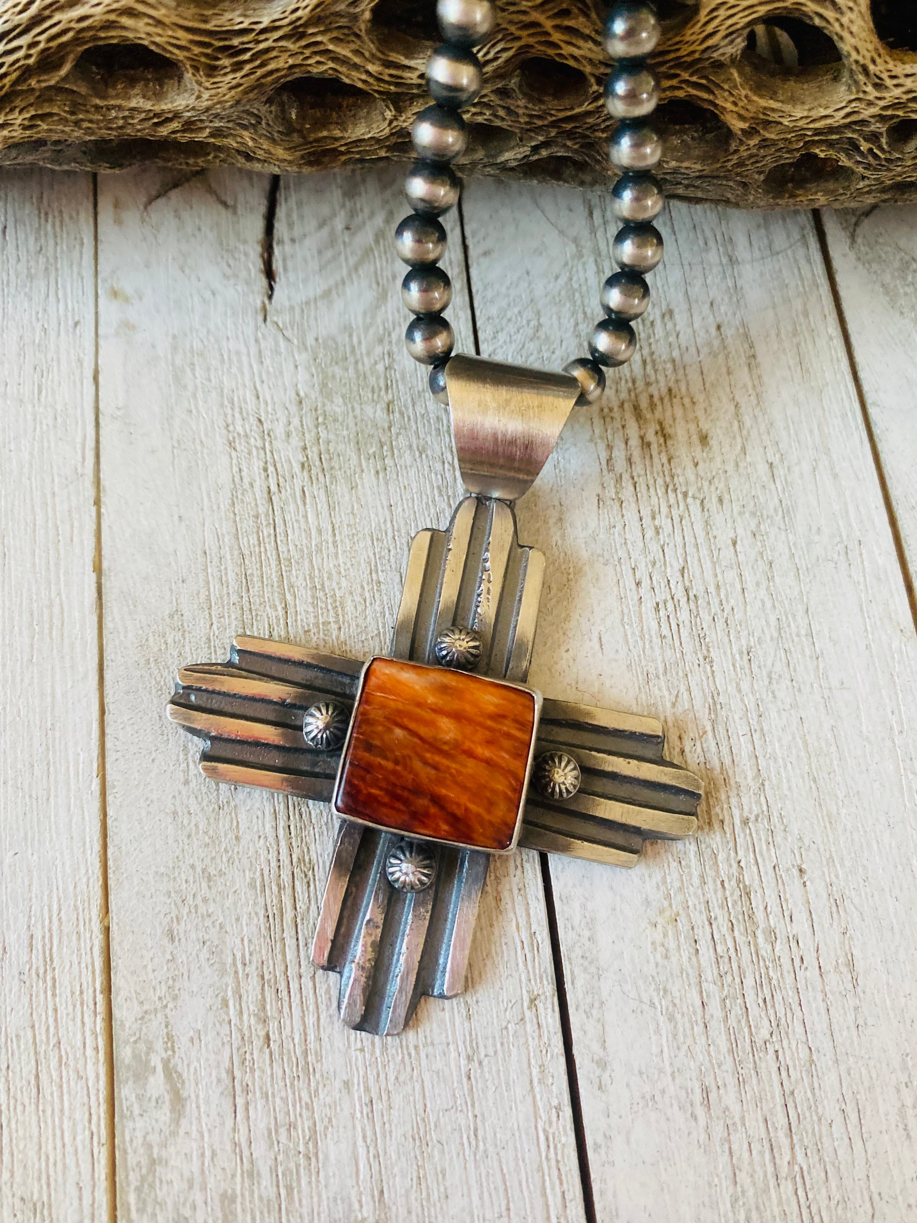 Native American Silver Cross Necklace 20
