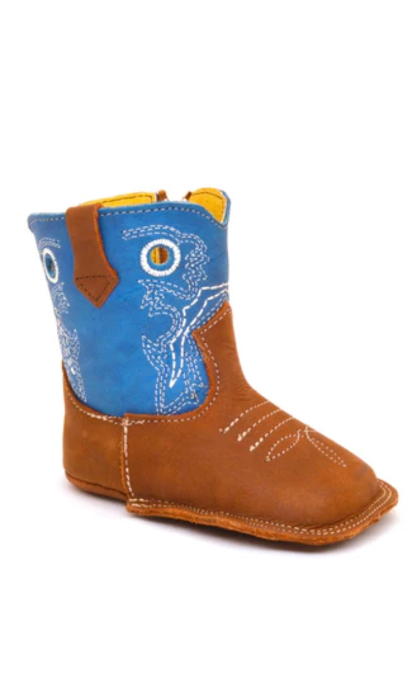 Western Leather infant baby Boots Blue