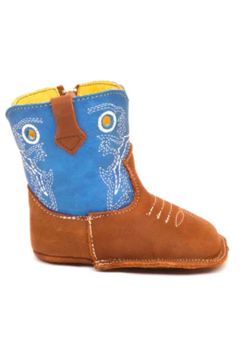 Western Leather infant baby Boots Blue