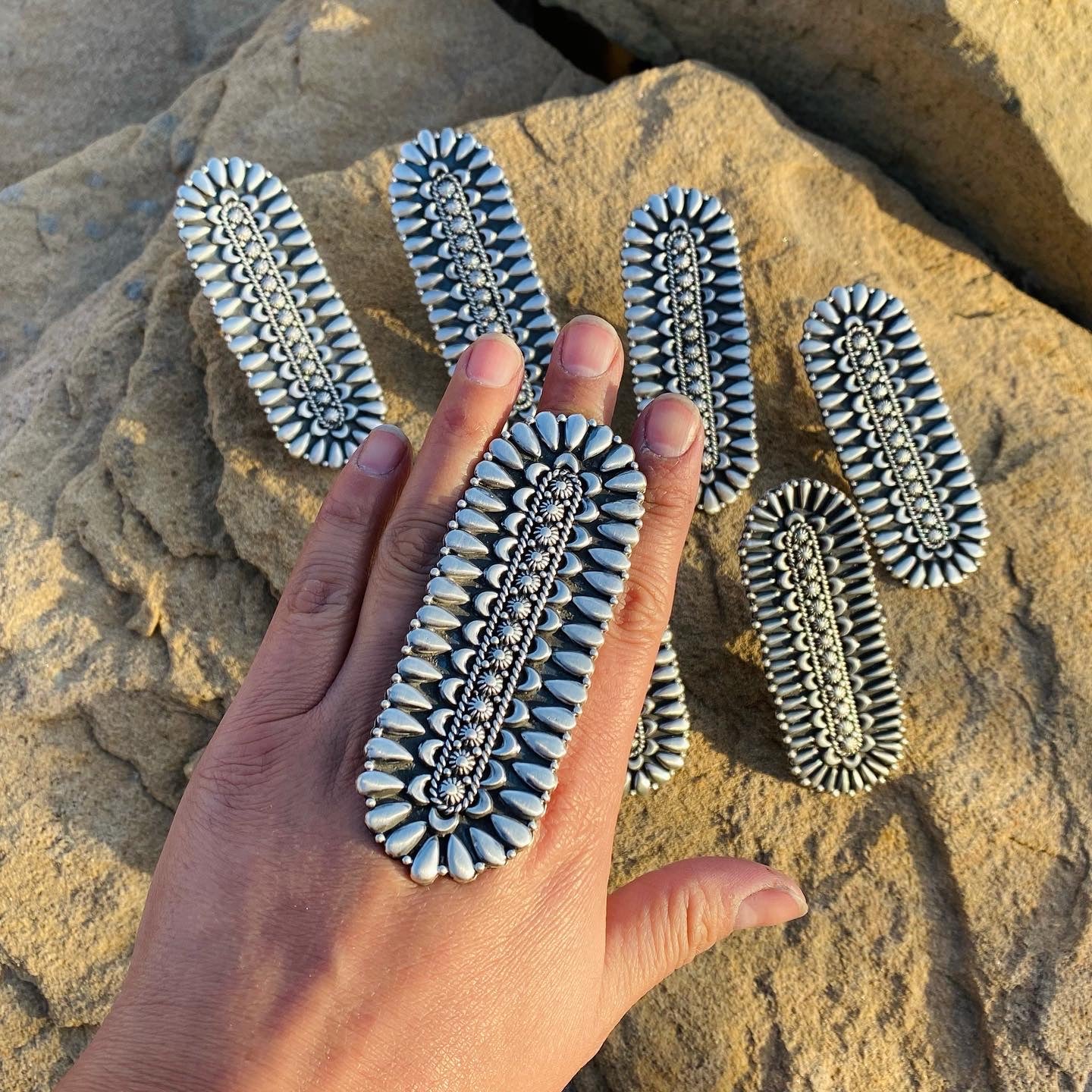 Patrick Yazzie Navajo Sterling Silver Jumbo Hand Stamped Ring