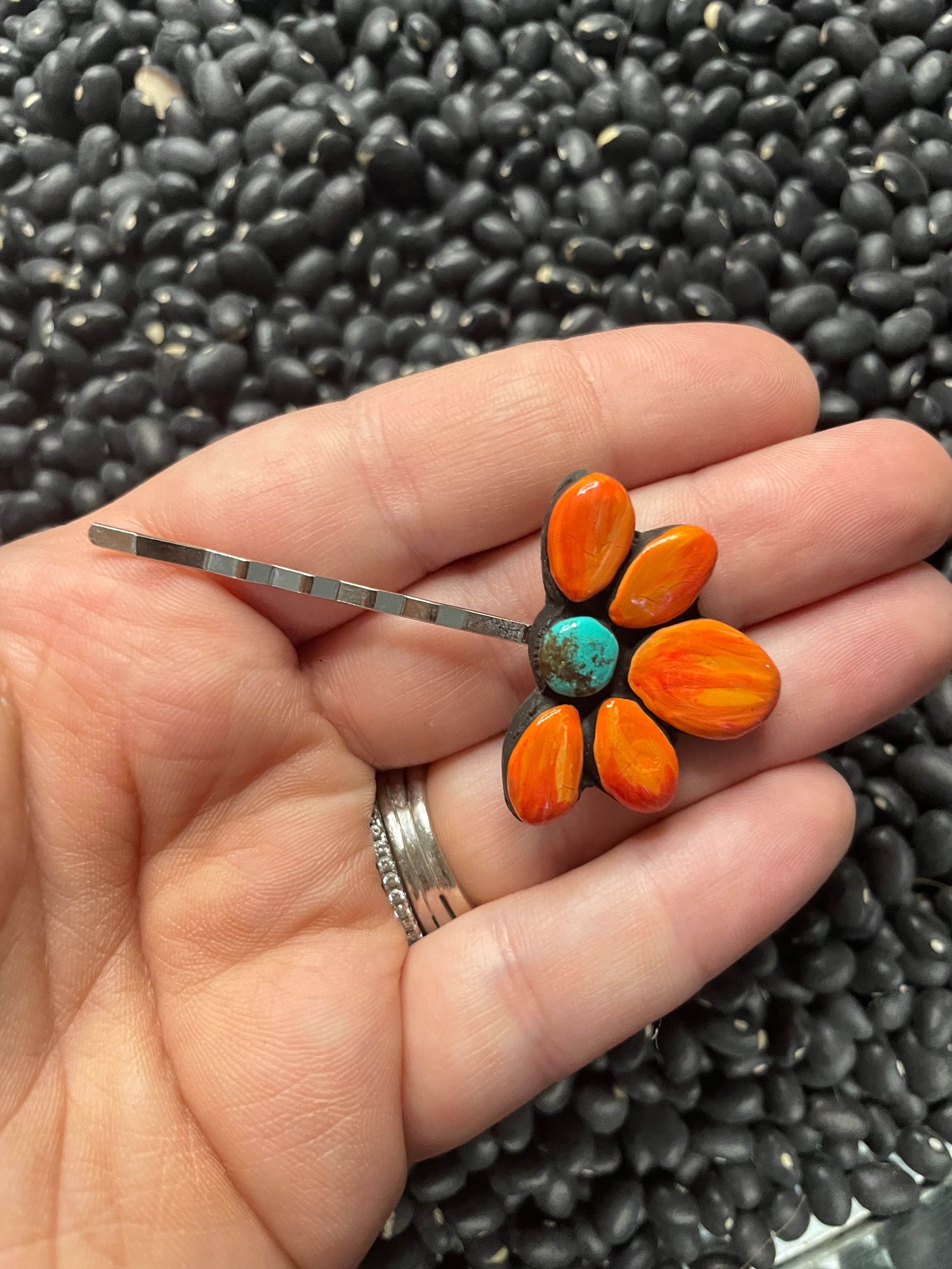 Handmade Clay Turquoise Hair Pin By Kay Lyn