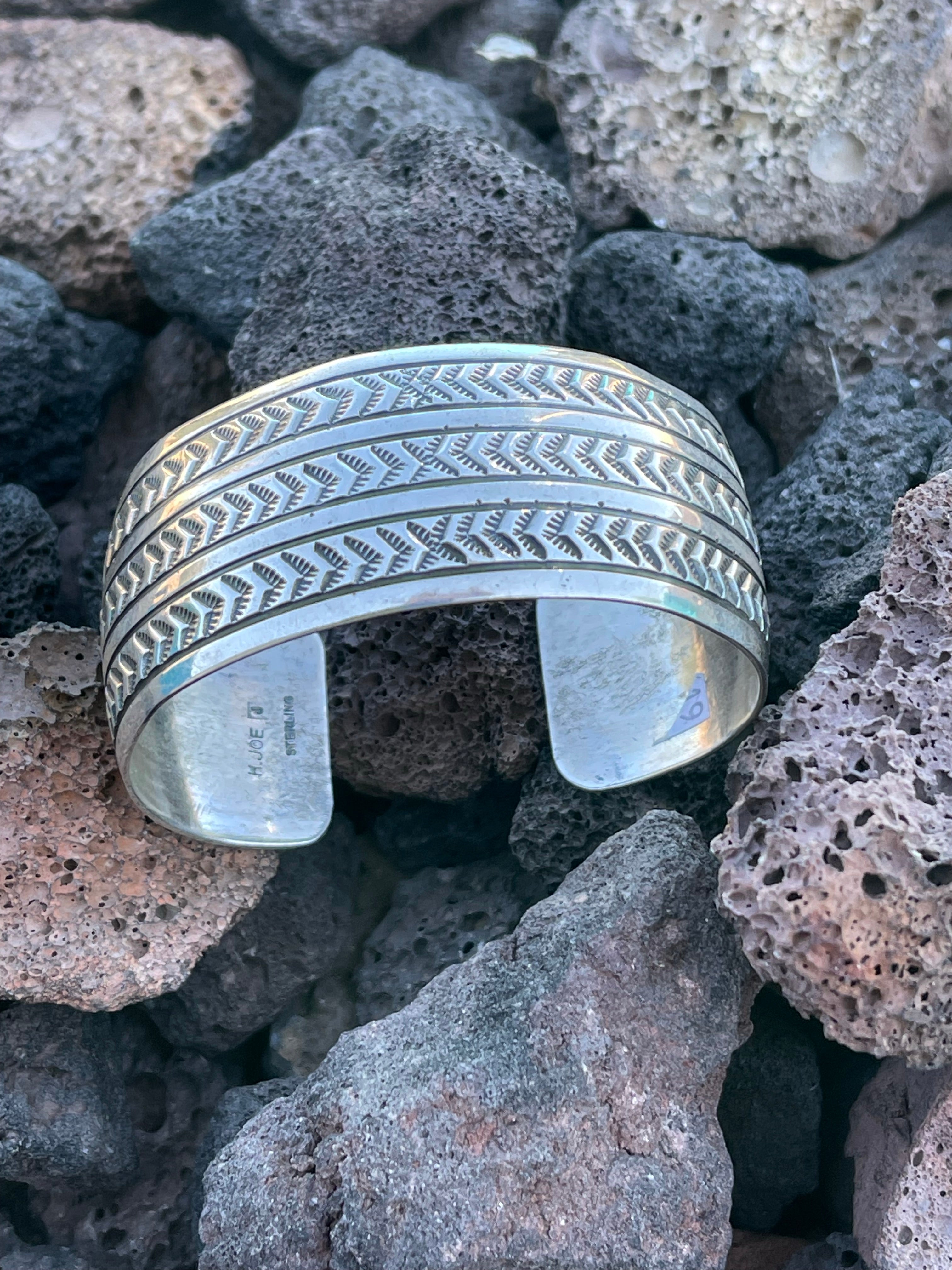 Navajo Sterling Silver HandStamped Southwest Bracelet Cuff