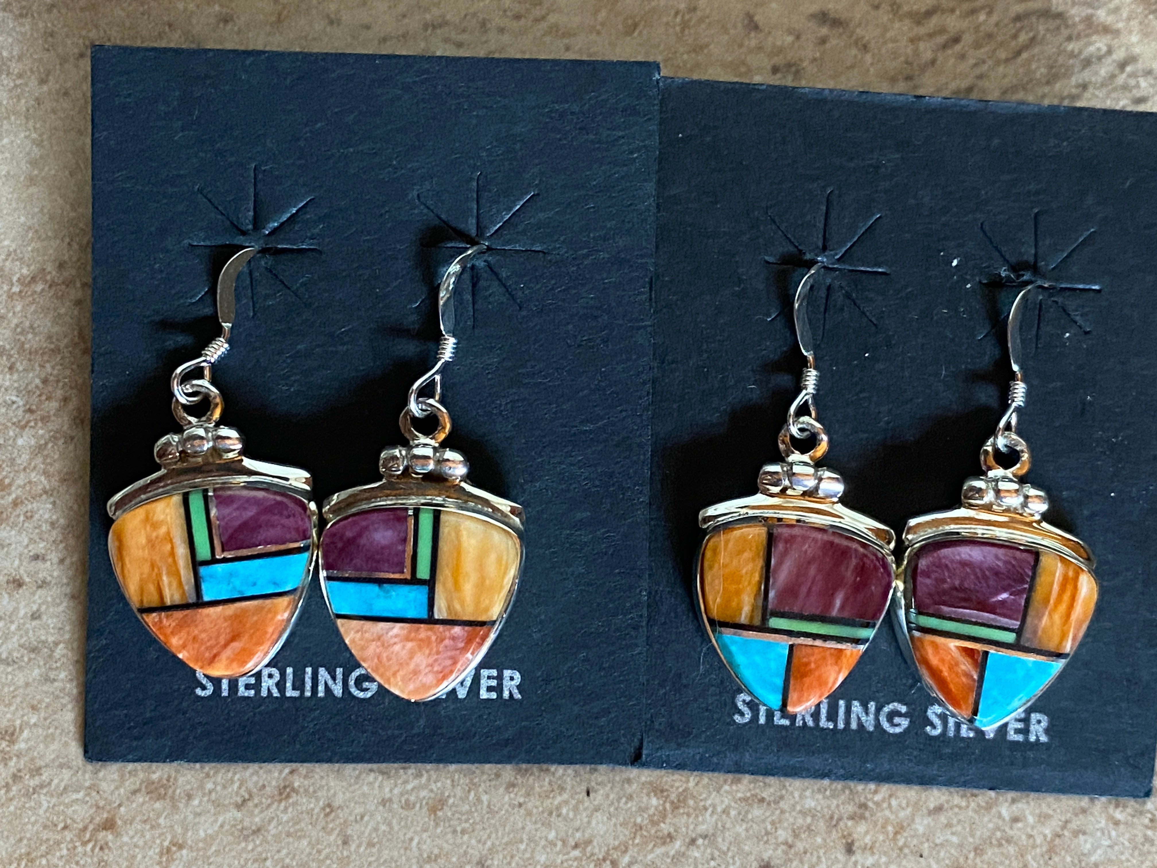 Navajo Turquoise, Orange Spiny Berry Dangle Earrings