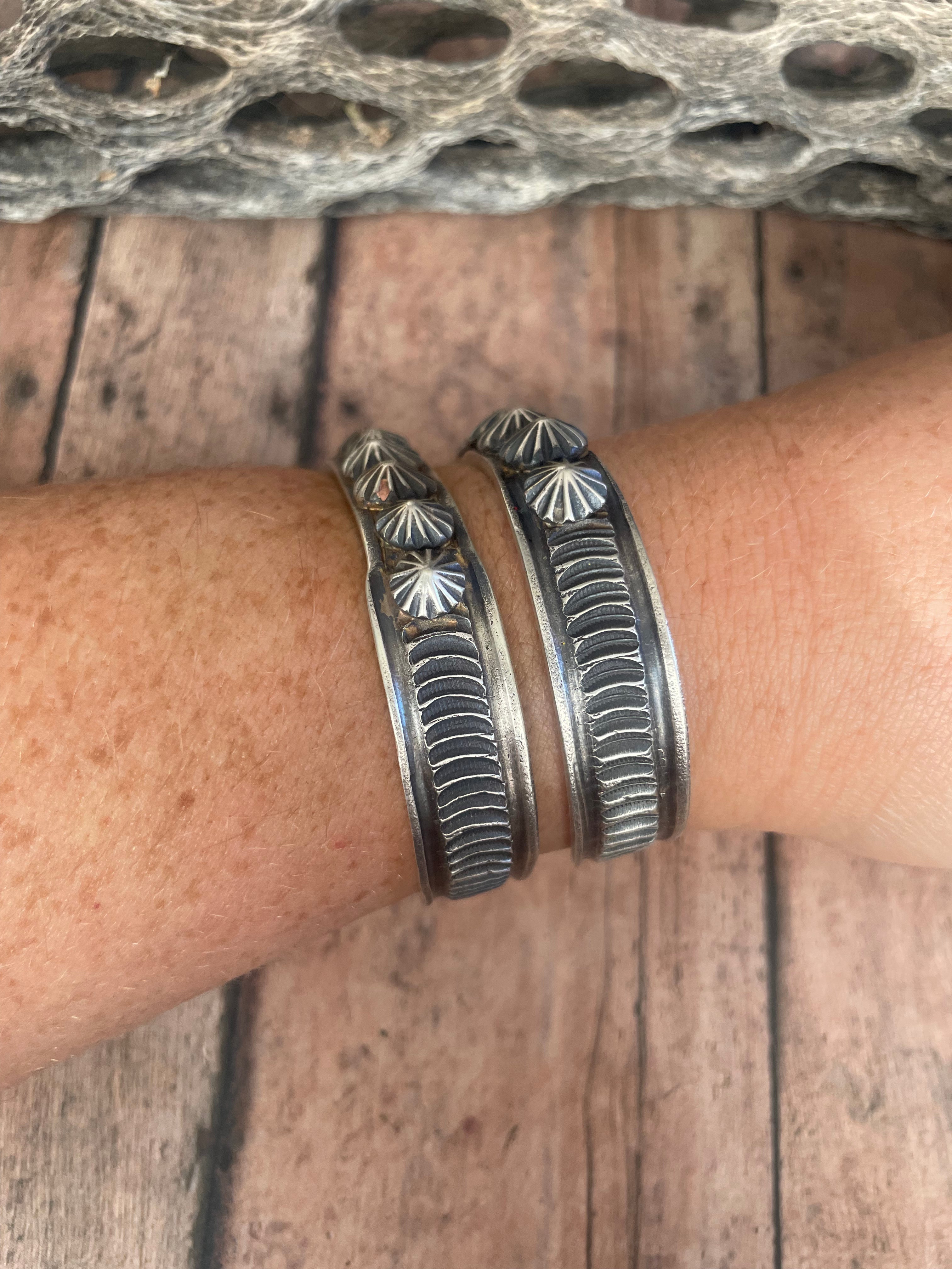 Navajo Sterling Silver Cuff Stamped And Signed By Kevin Billah