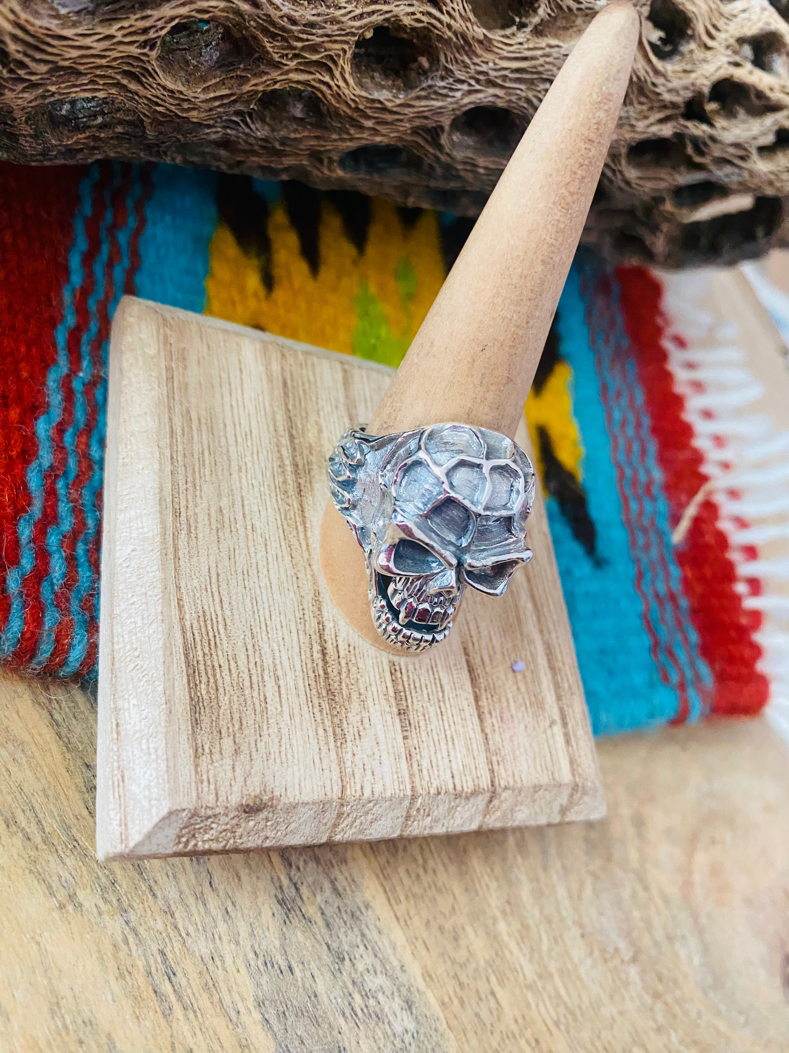 Handmade Sterling Silver Skull Ring Size 9.5