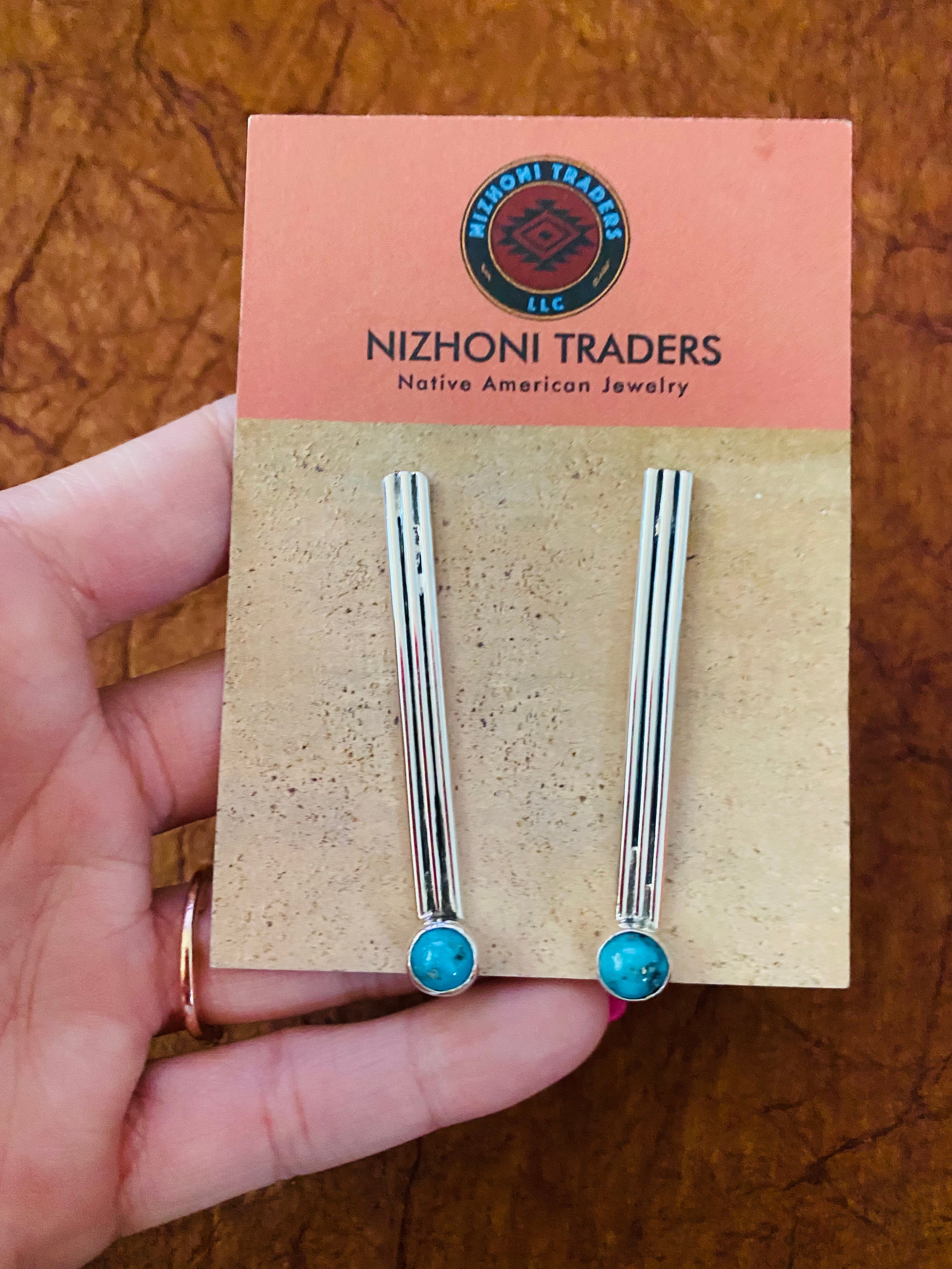 Navajo Turquoise & Sterling Silver Dangle Earrings