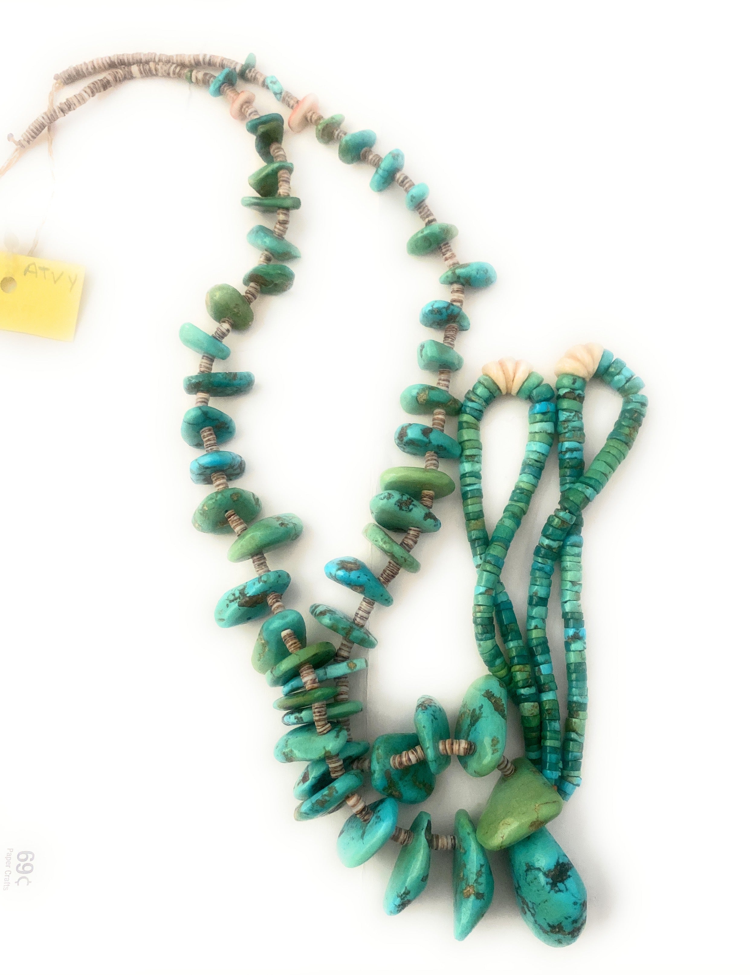 Vintage Old Pawn Navajo Turquoise & Heishi Jacla Beaded Necklace