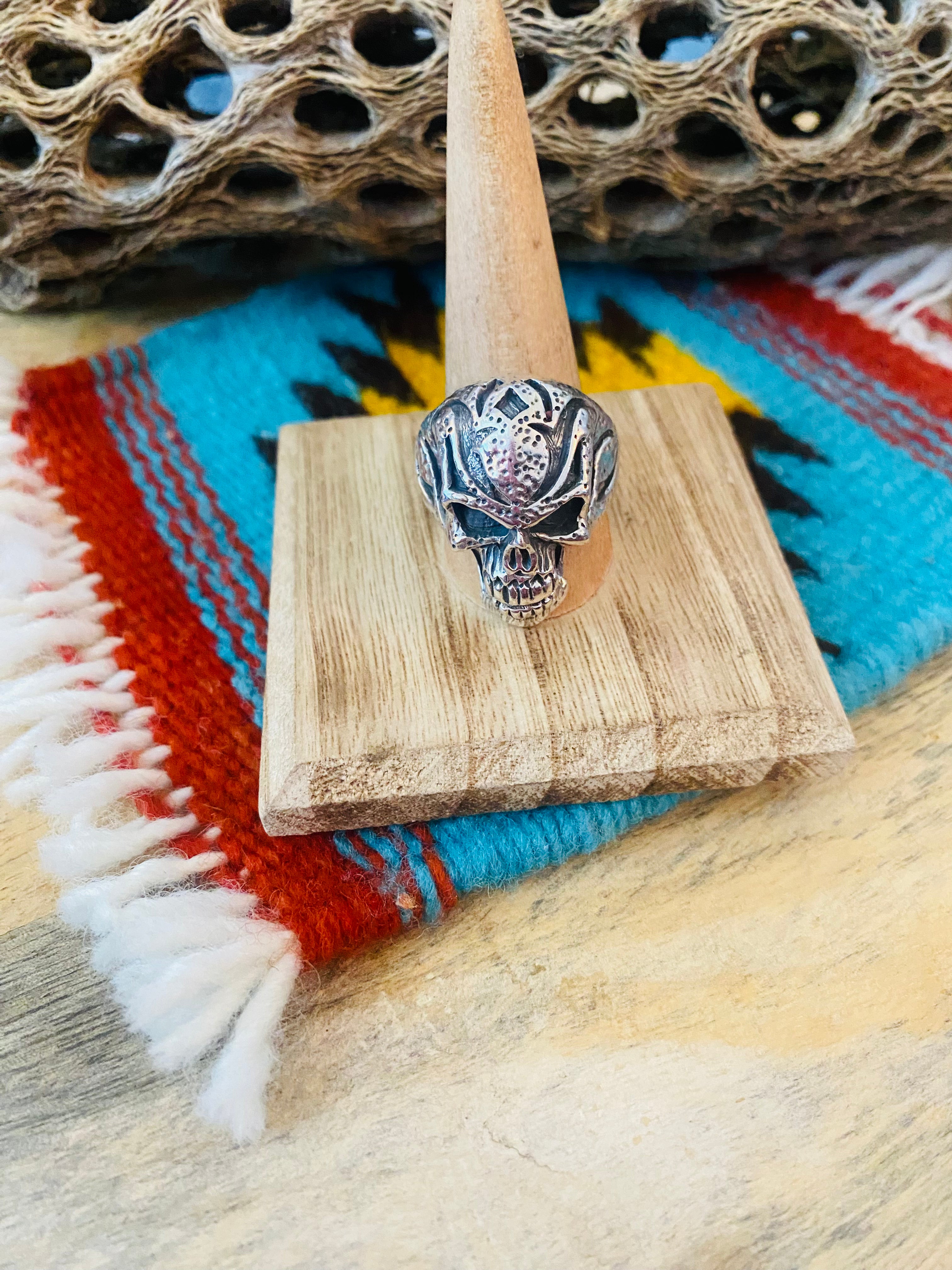 Handmade Sterling Silver Skull Ring Size 11.25