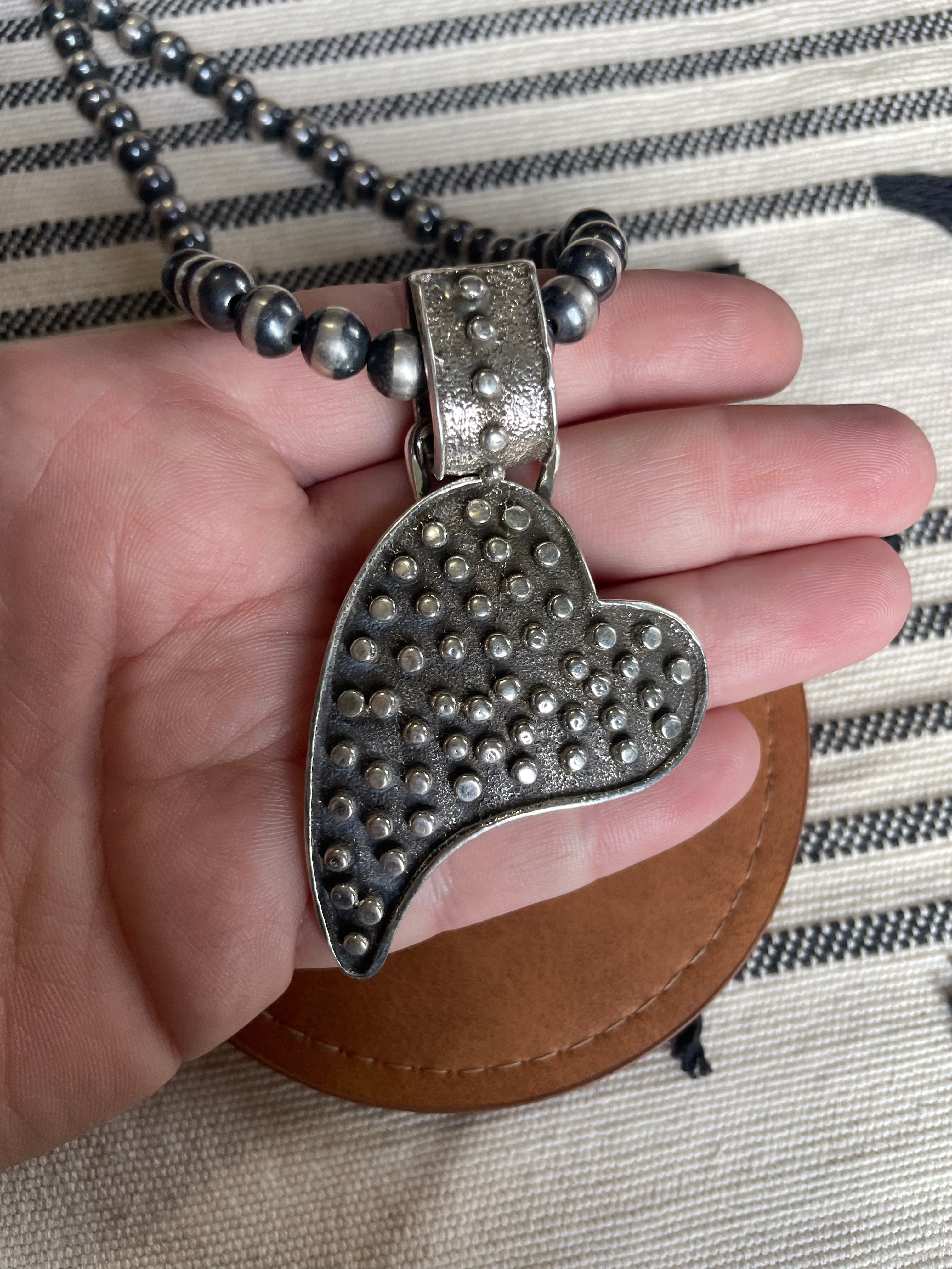 Navajo Sterling Silver Heart Pendant Signed