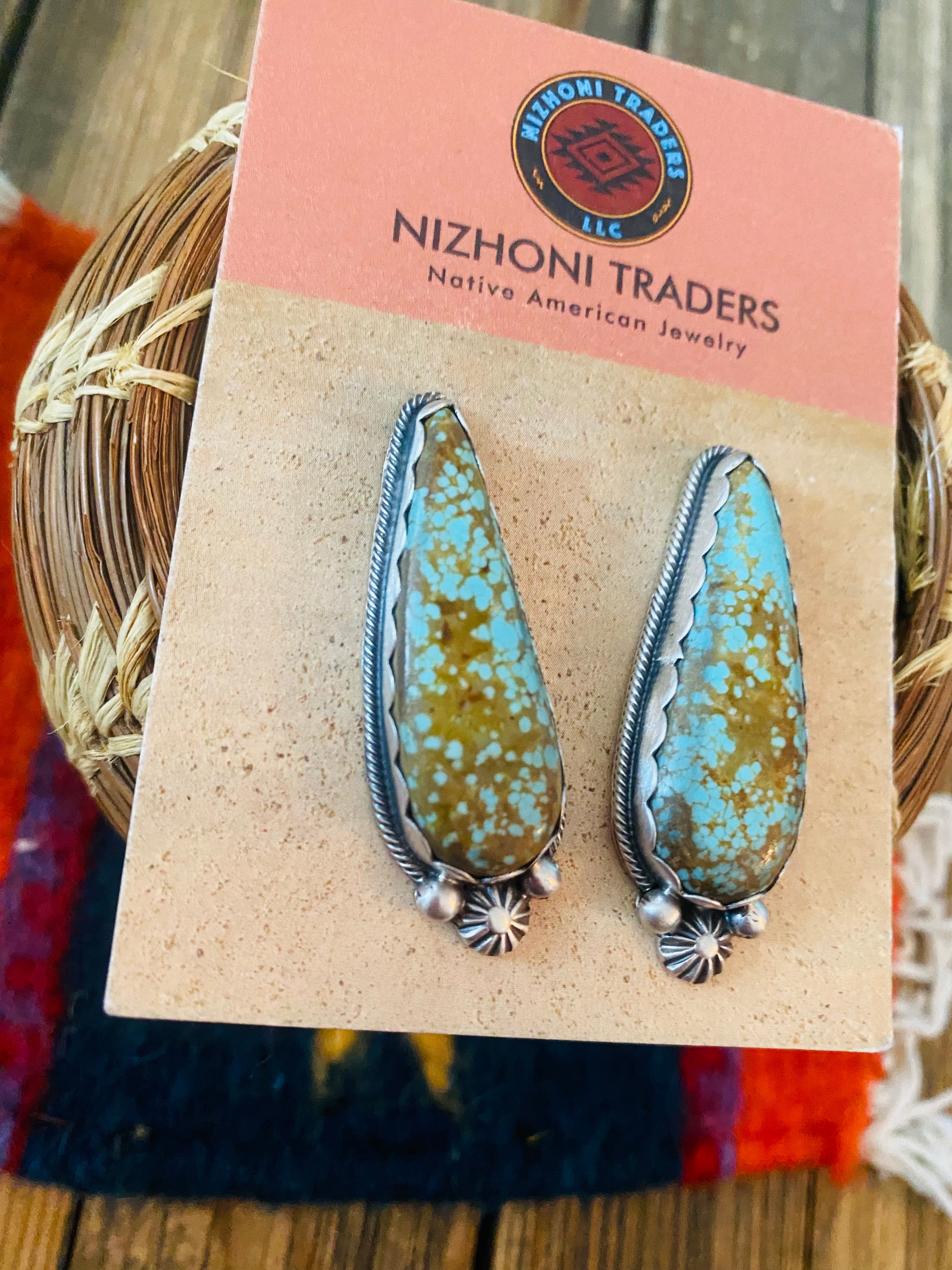 Navajo Sterling Silver & Royston Turquoise Post Earrings