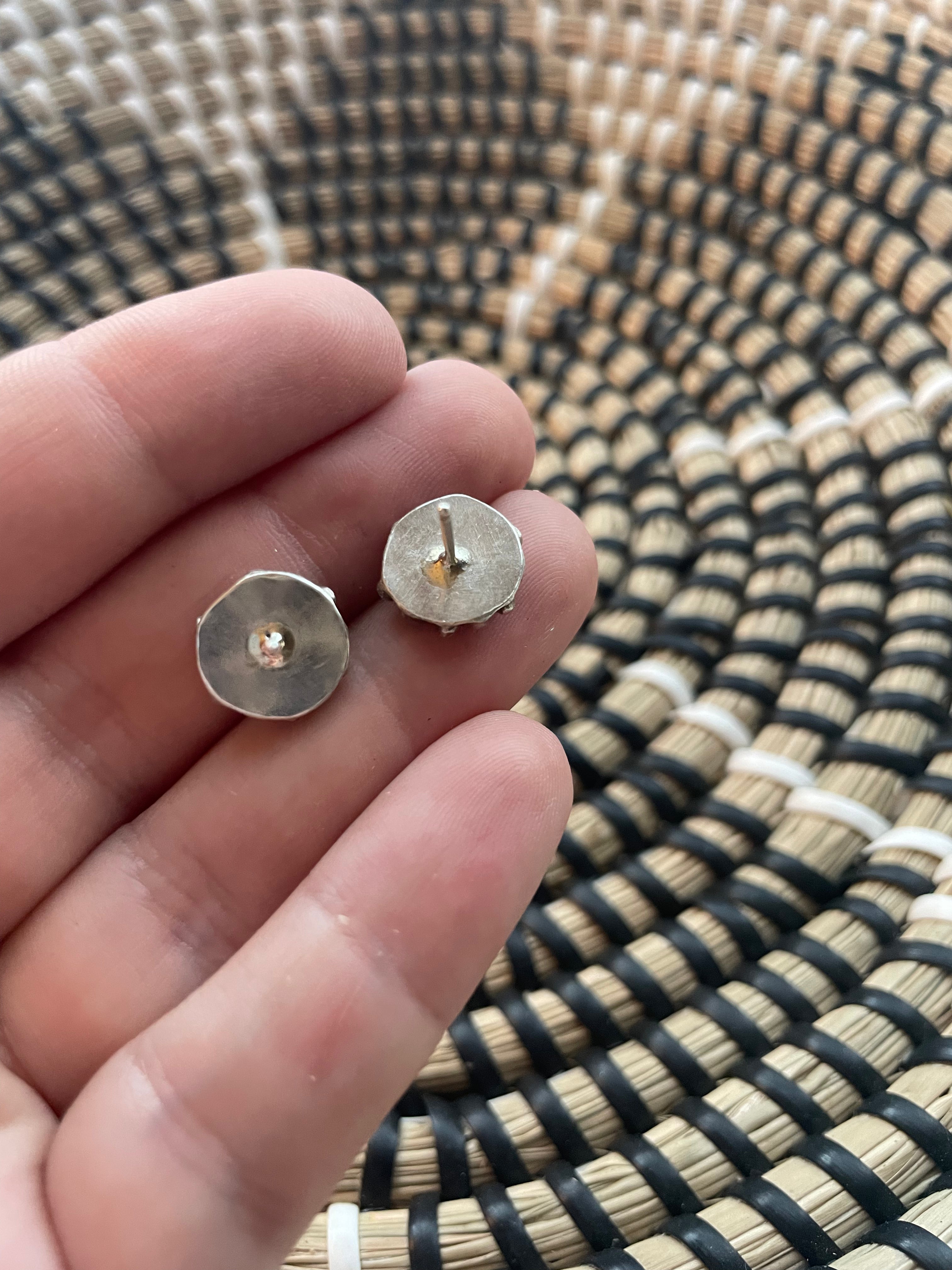 Handcrafted Sterling Silver & Turquoise Flower Stud Earrings